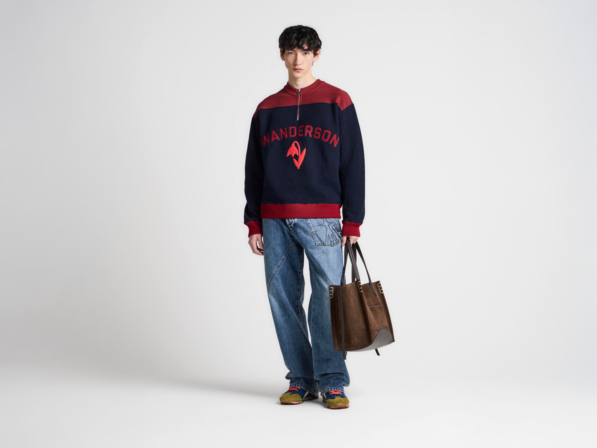 MENS HALF ZIP SWEATSHIRT IN NAVY MELANGE