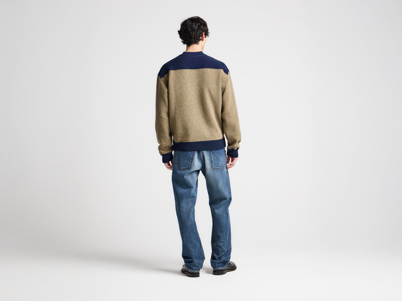 MENS HALF ZIP SWEATSHIRT IN BEIGE MELANGE