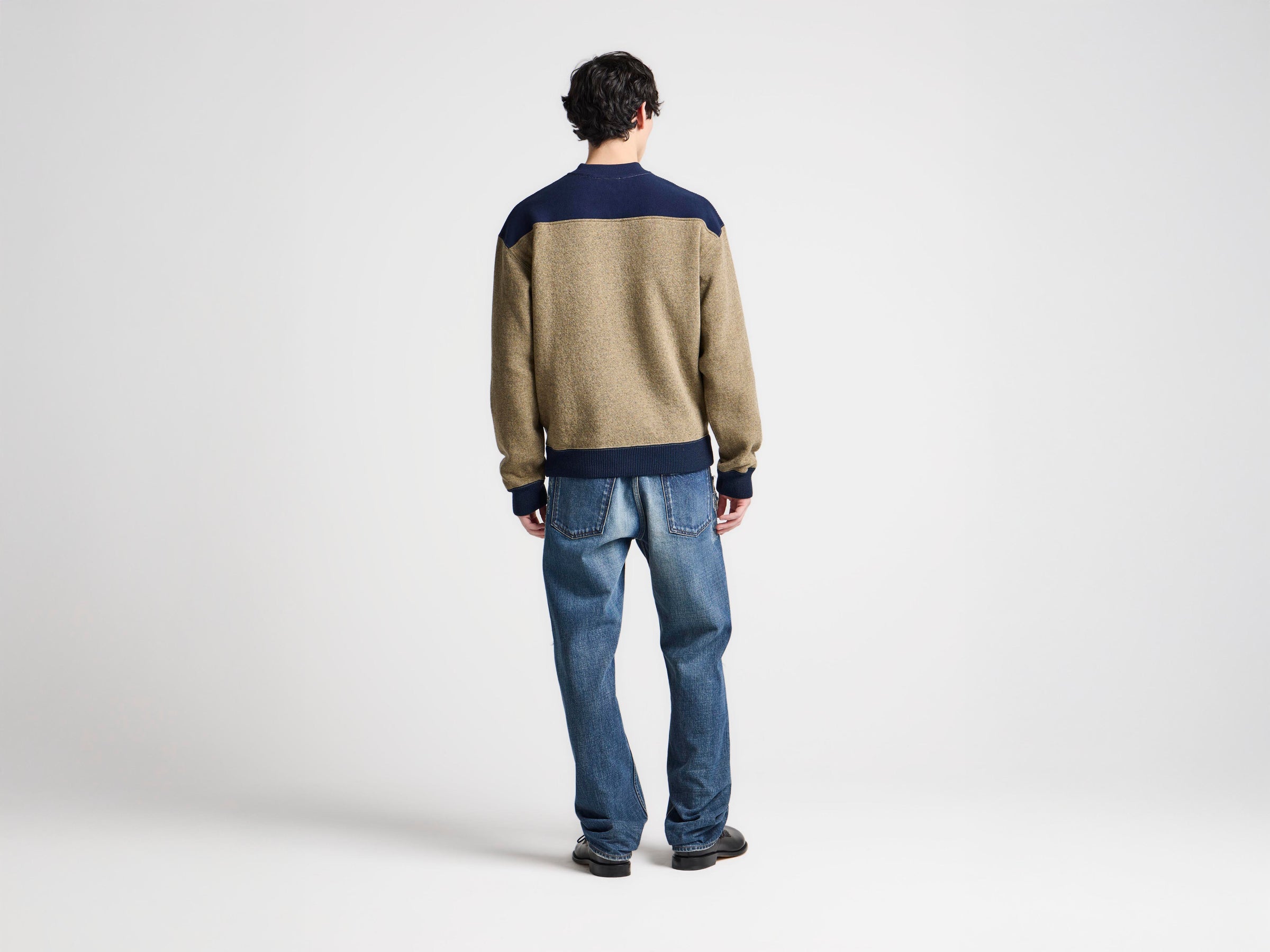 MENS HALF ZIP SWEATSHIRT IN BEIGE MELANGE