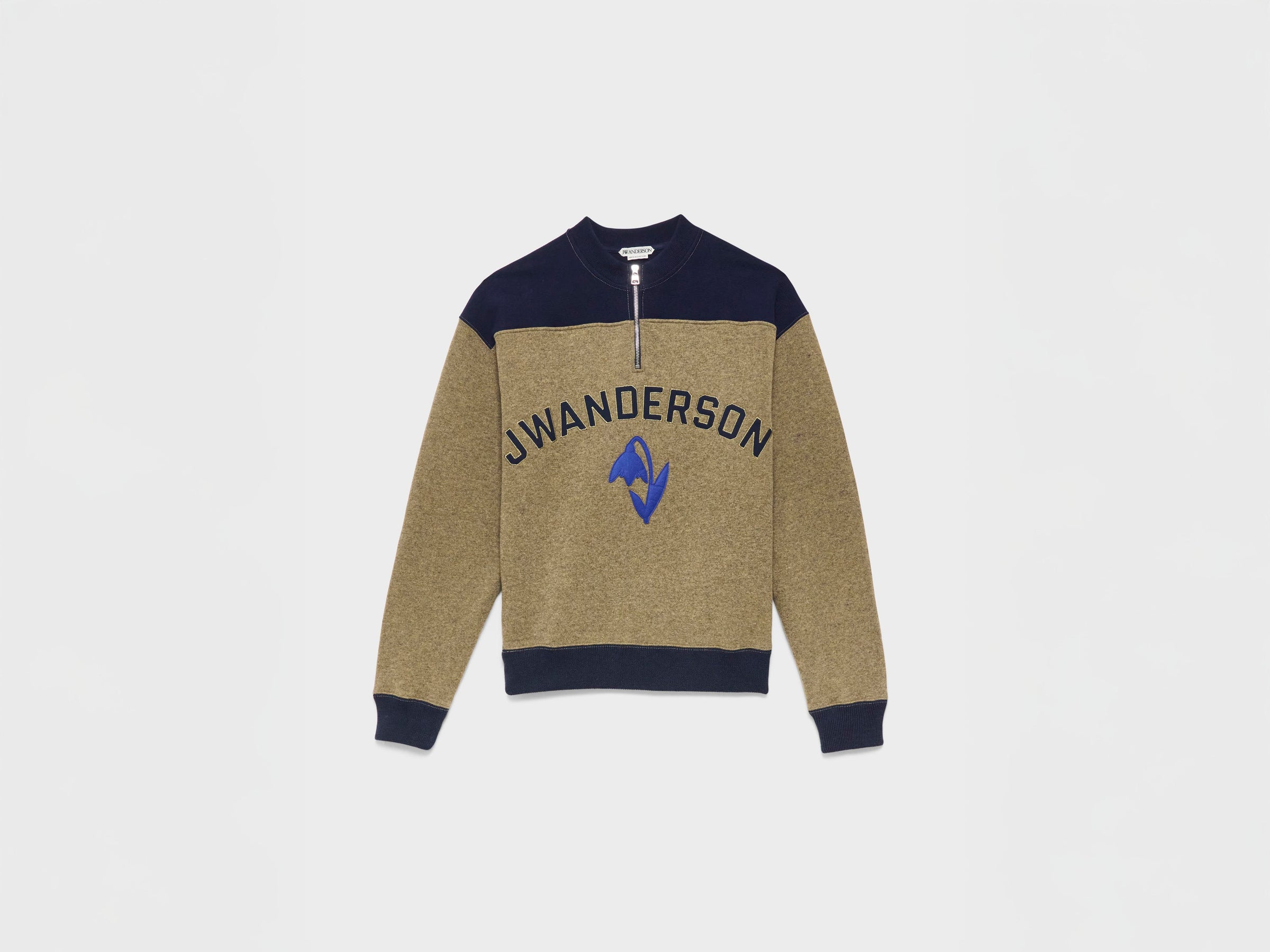 MENS HALF ZIP SWEATSHIRT IN BEIGE MELANGE
