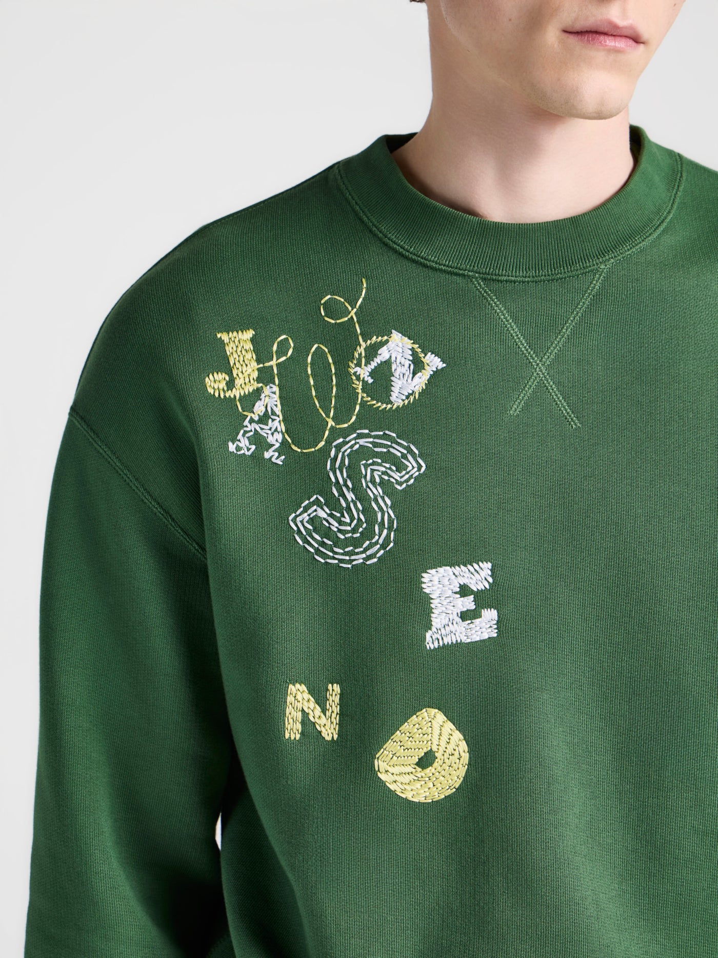 MENS SCATTERED LETTERS SWEATSHIRT IN GREEN