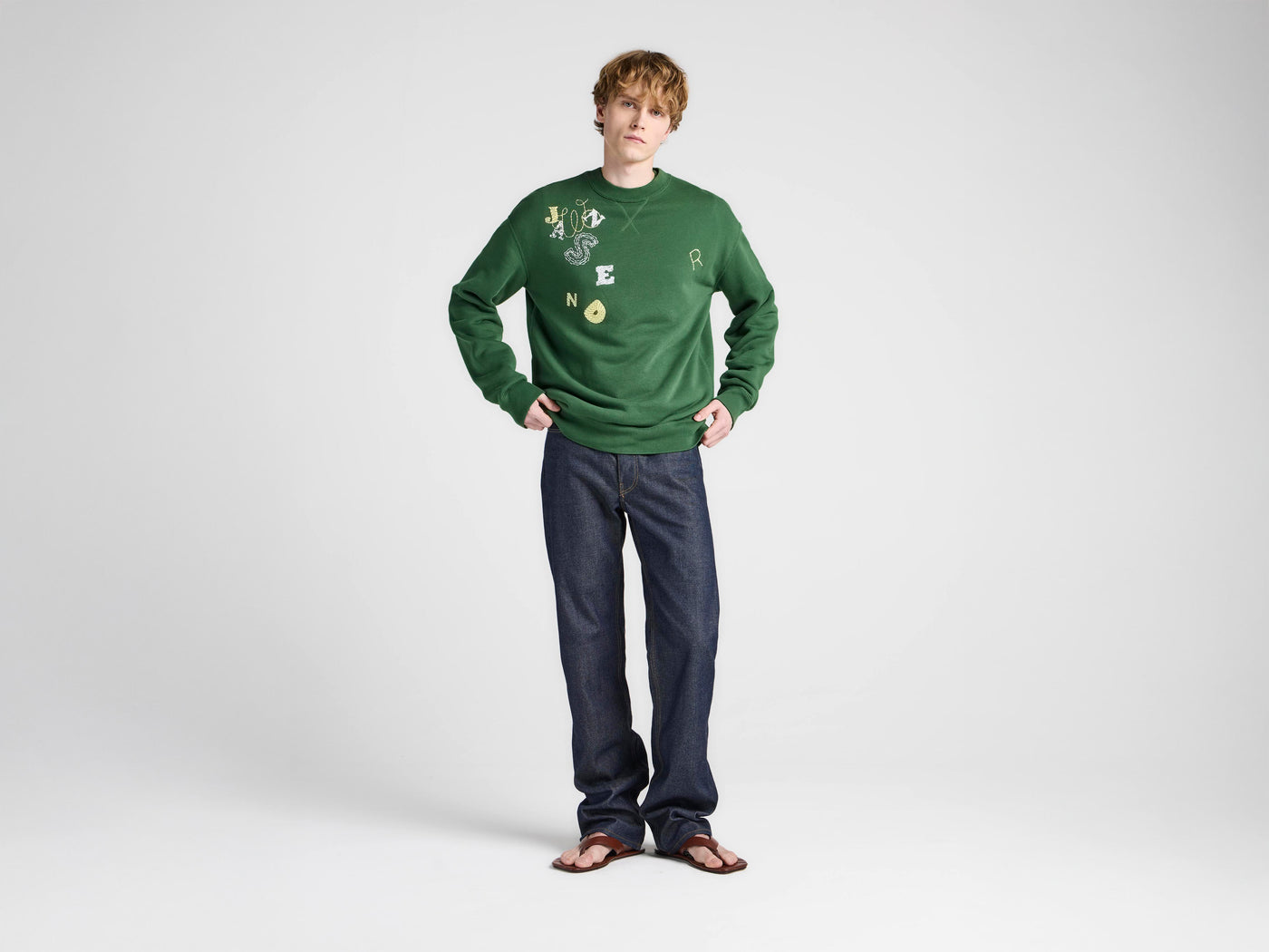 MENS SCATTERED LETTERS SWEATSHIRT IN GREEN