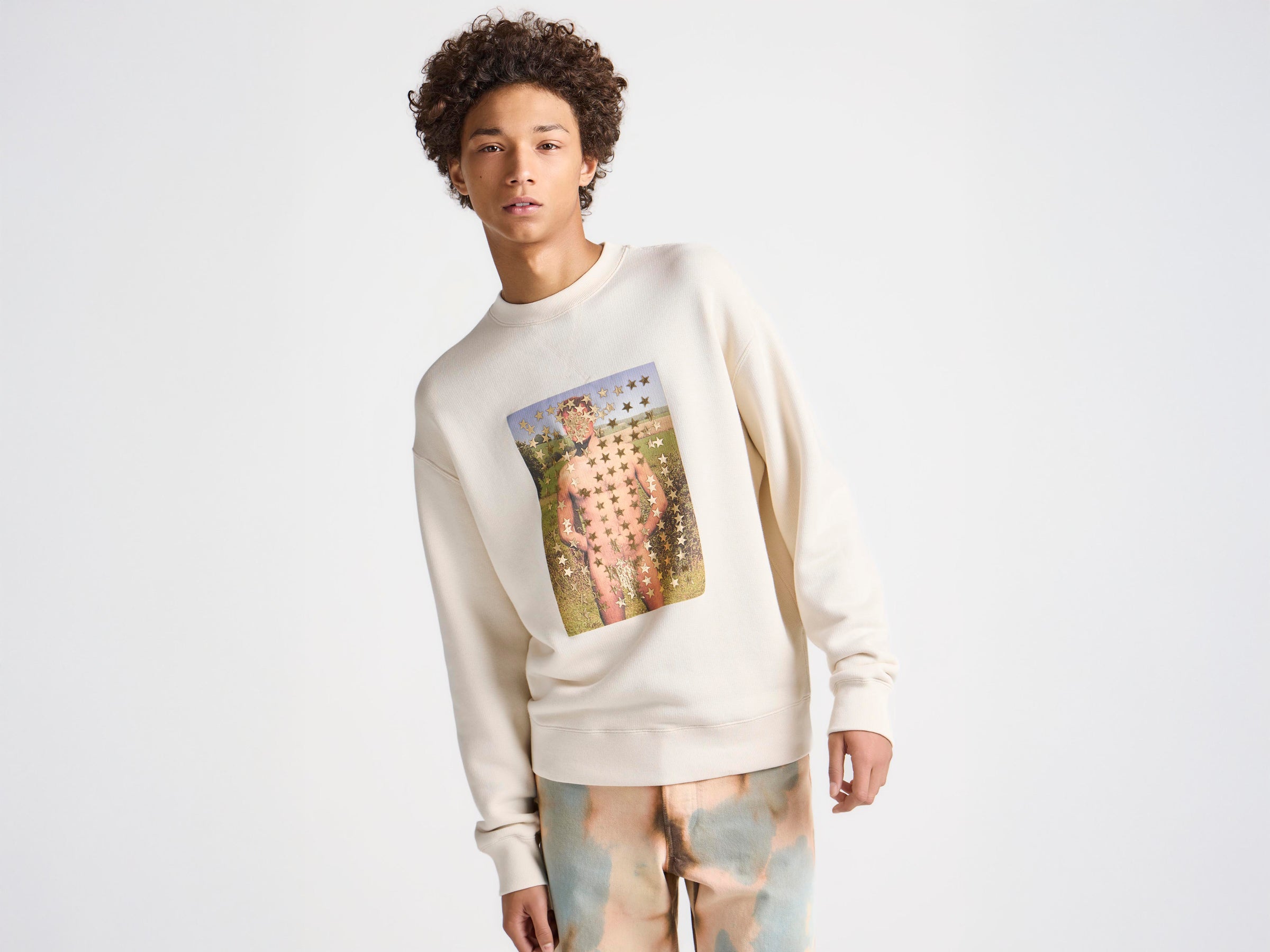 MENS STAR MAN SWEATSHIRT IN ECRU