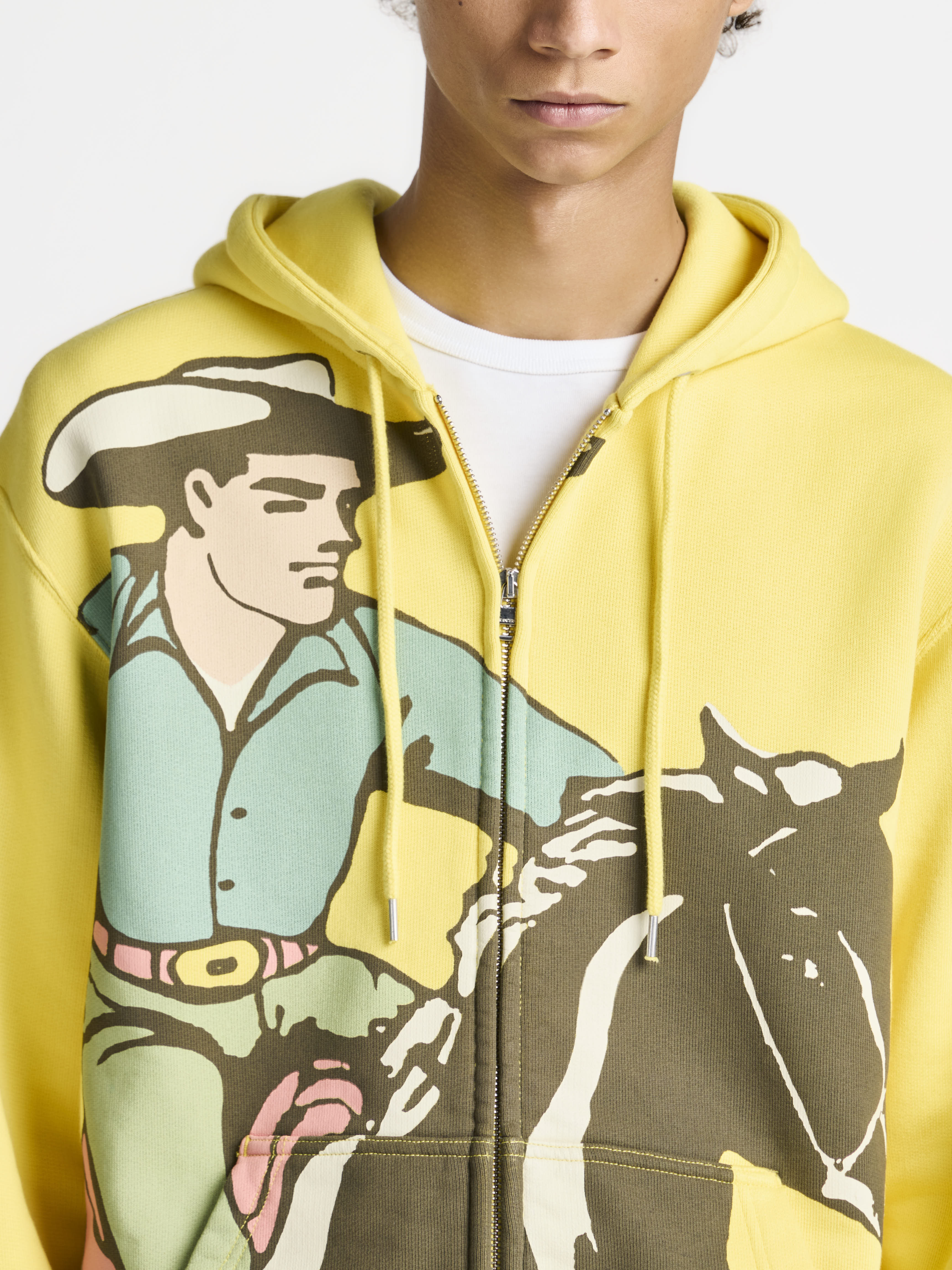 MENS COWBOY FRONT ZIP HOODIE IN LEMON in LEMON JW0286PG1901207XXS