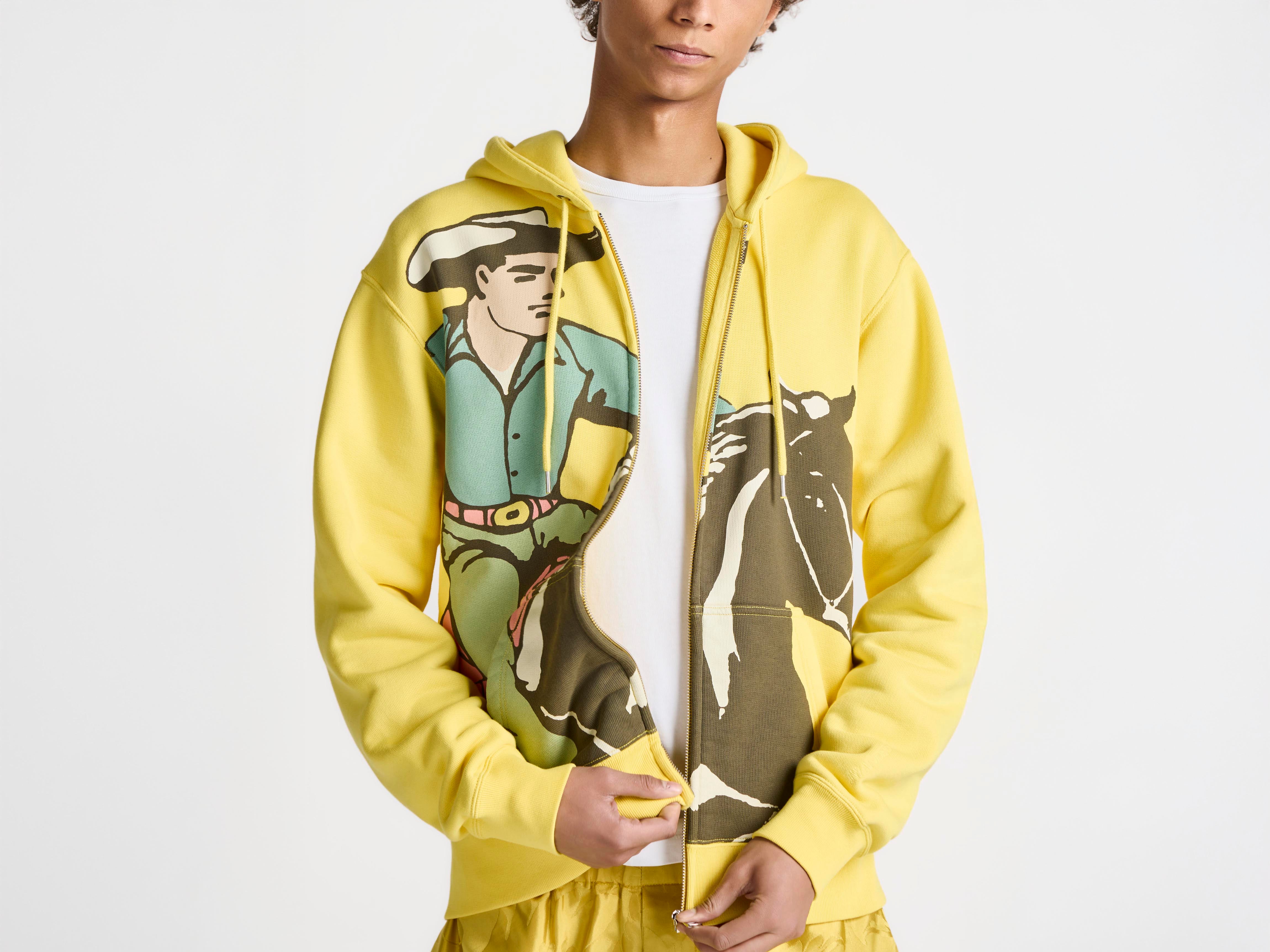 MENS COWBOY FRONT ZIP HOODIE IN LEMON in LEMON JW0286PG1901207XXS