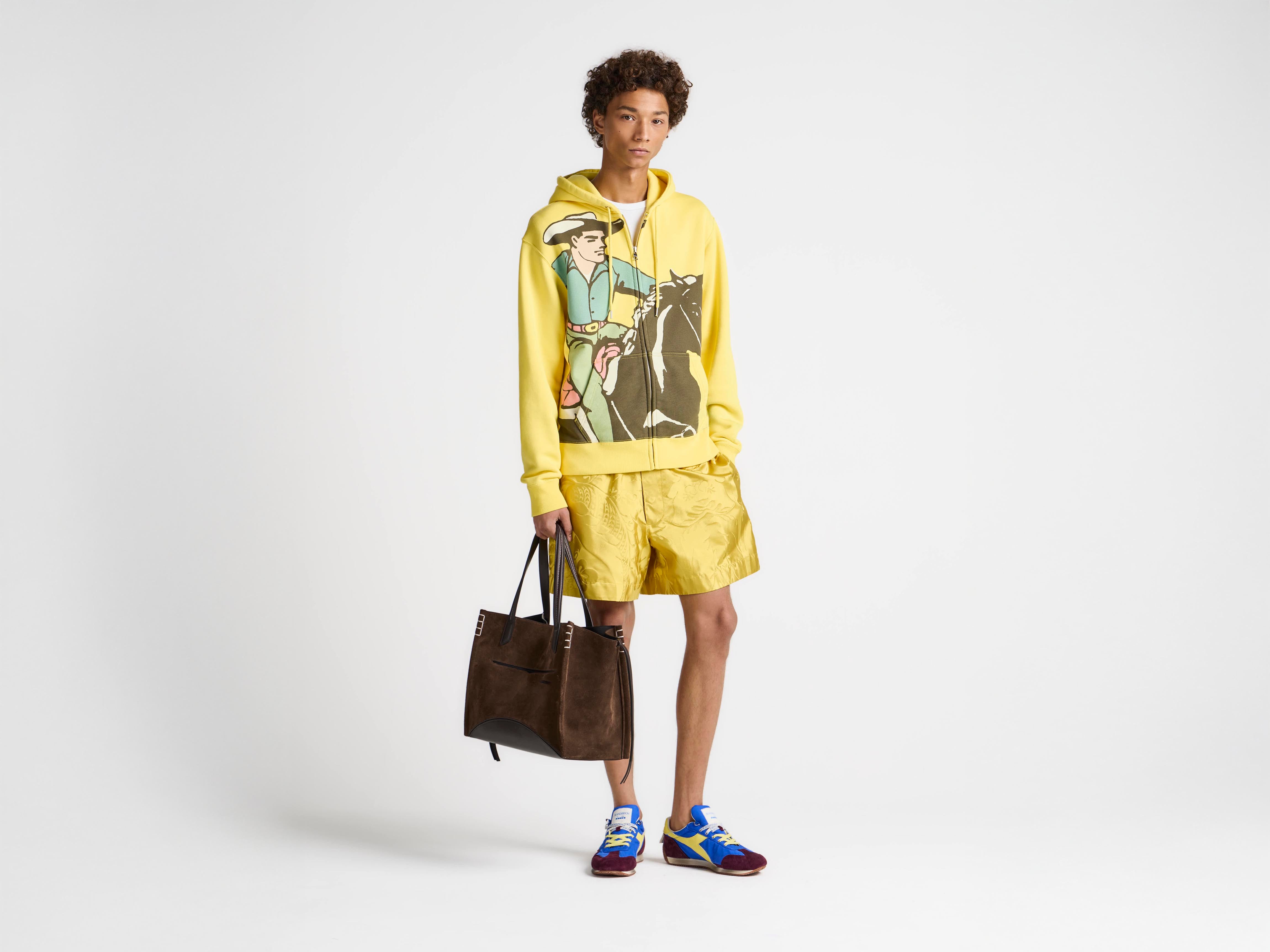 MENS COWBOY FRONT ZIP HOODIE IN LEMON in LEMON JW0286PG1901207S