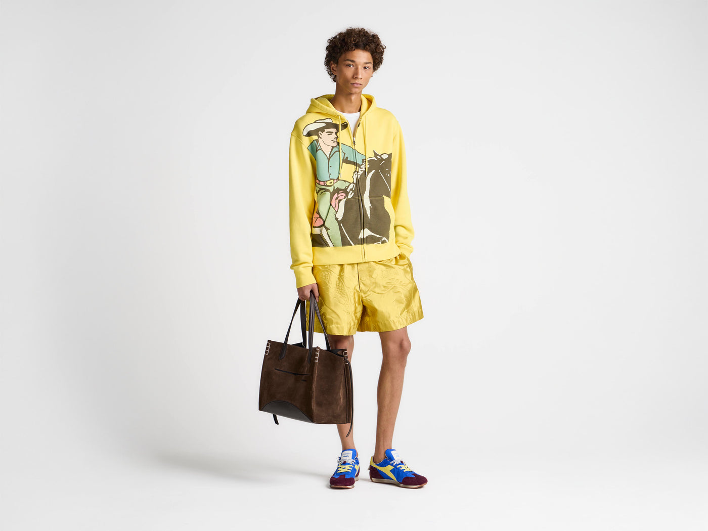 MENS COWBOY FRONT ZIP HOODIE IN LEMON