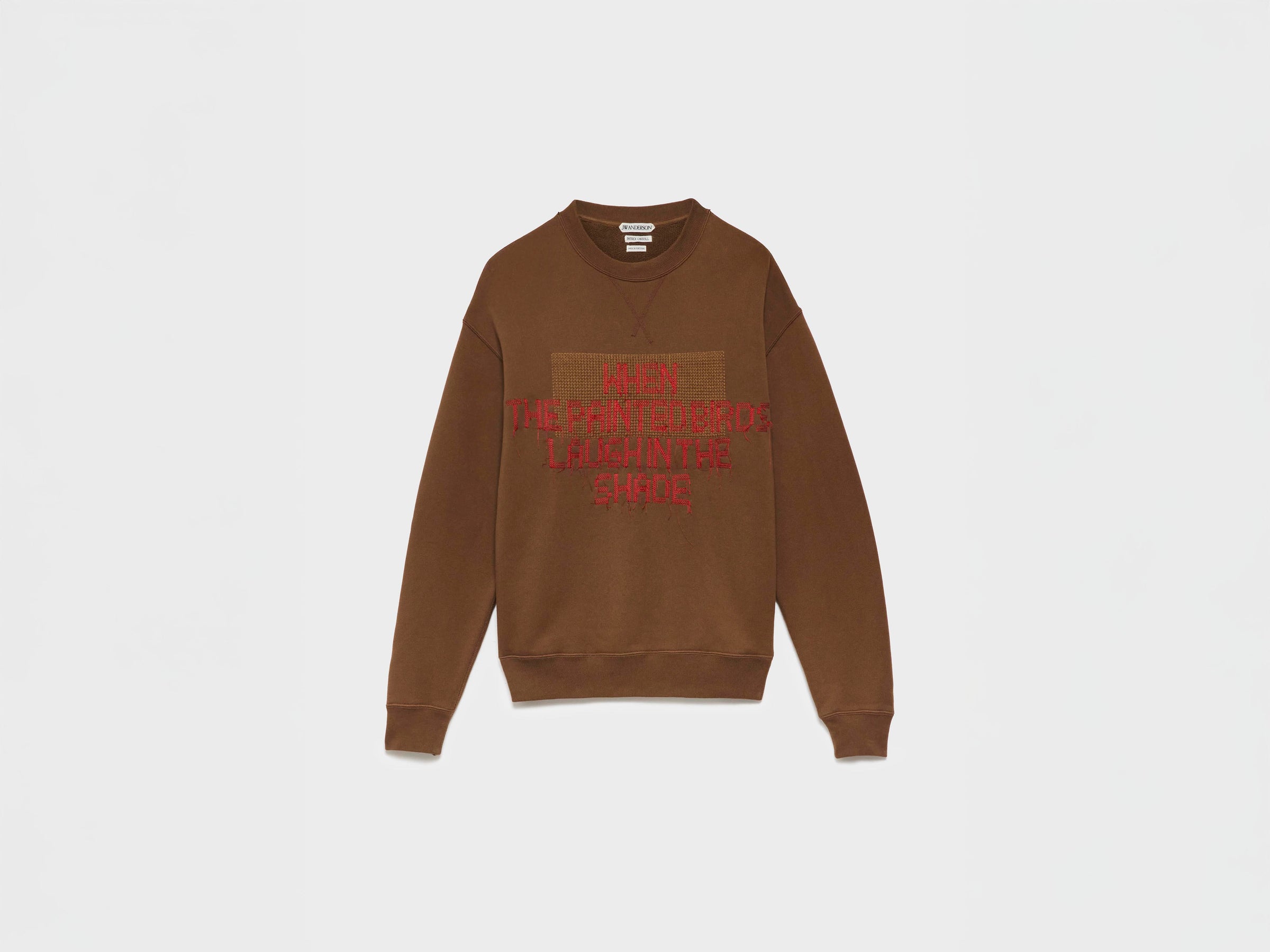 MENS PAINTED BIRDS SWEATSHIRT IN WALNUT