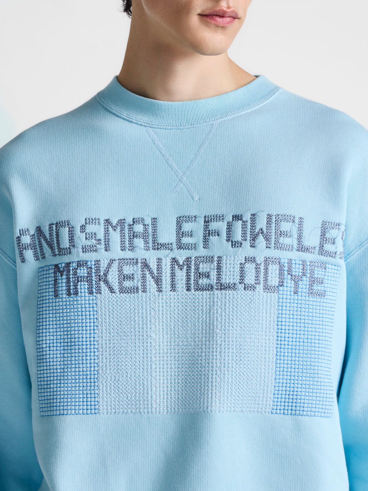 MENS PAINTED BIRDS SWEATSHIRT IN SKY BLUE