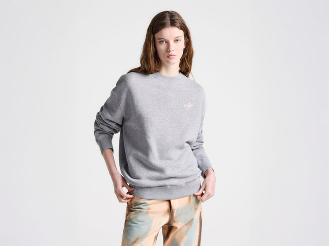 WOMENS RIBBON ANCHOR SWEATSHIRT IN MID GREY MELANGE