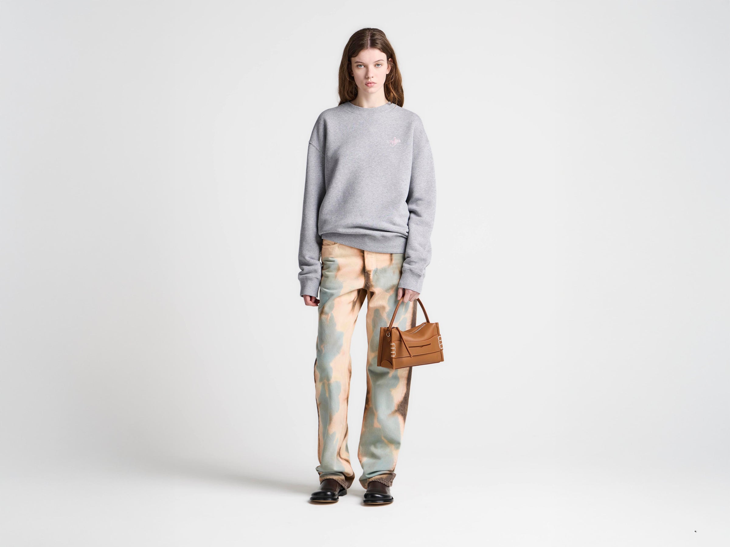 WOMENS RIBBON ANCHOR SWEATSHIRT IN MID GREY MELANGE