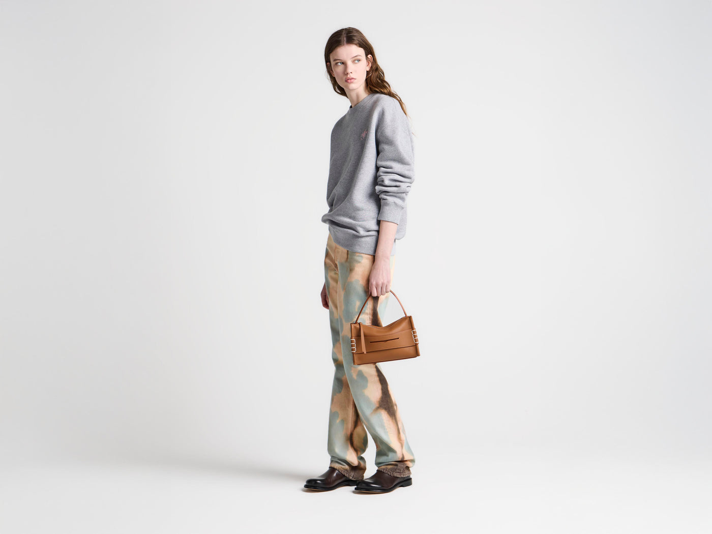 WOMENS RIBBON ANCHOR SWEATSHIRT IN MID GREY MELANGE