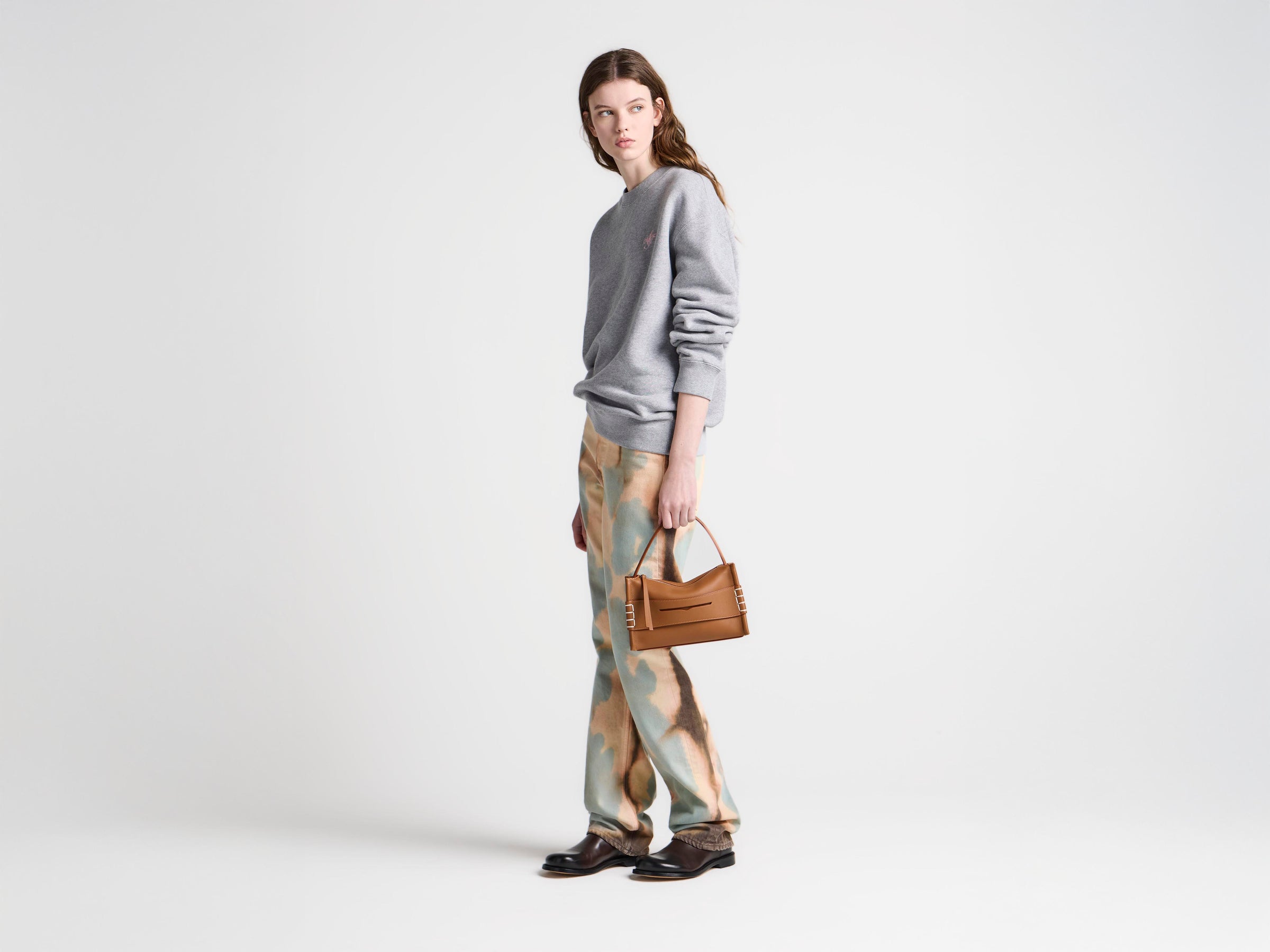 WOMENS RIBBON ANCHOR SWEATSHIRT IN MID GREY MELANGE