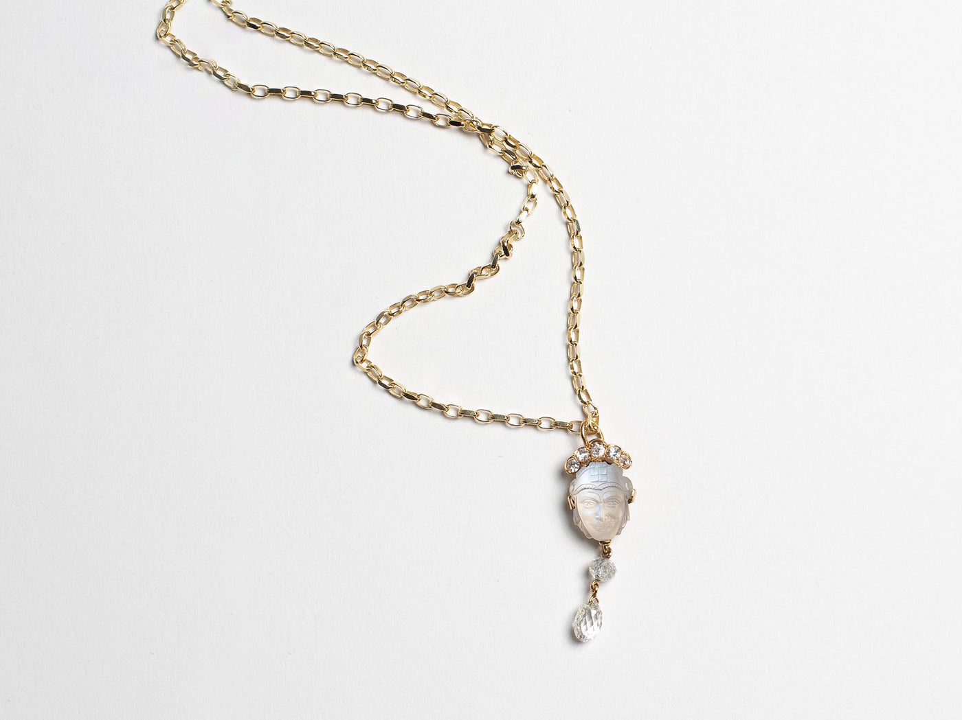 MOONSTONE DIAMOND PENDANT IN 18kt GOLD