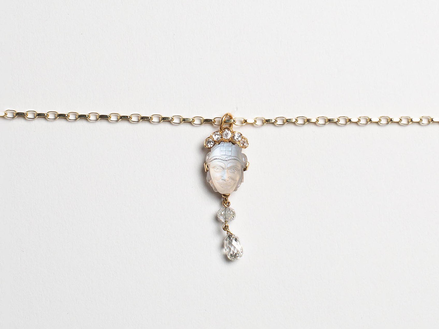 MOONSTONE DIAMOND PENDANT IN 18kt GOLD