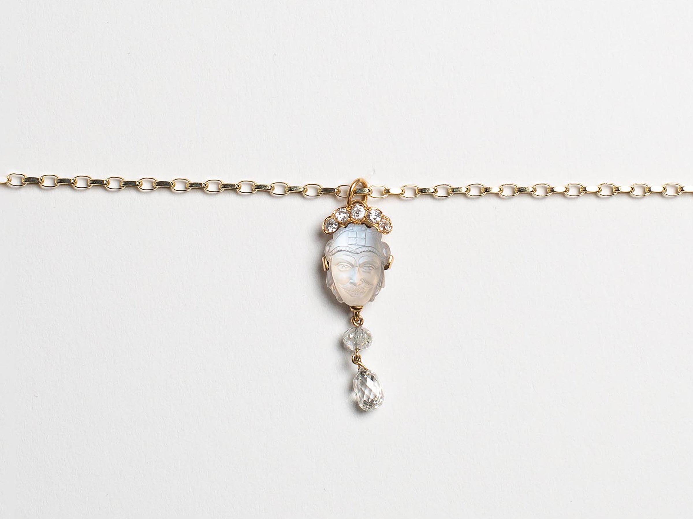 MOONSTONE DIAMOND PENDANT IN 18kt GOLD