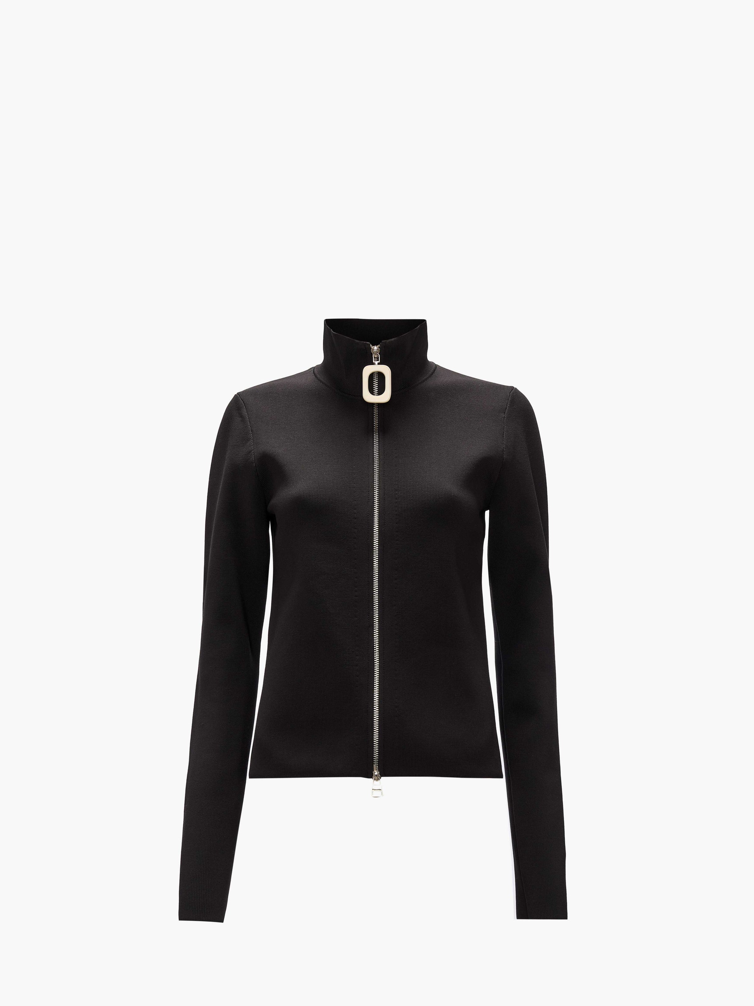 CL_FITTED ZIP UP CARDIGAN - BLACK_KW0995YN0287