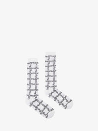 CL_LOGO GRID LONG SOCKS - WHITE/BLACK_KW1034YN0273