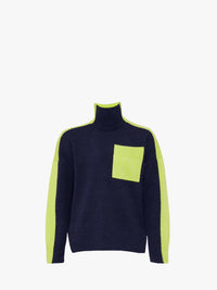 CL_TWO TONE PATCH POCKET JUMPER - NAVY/ELECTRIC LIME_KW1308YN0367