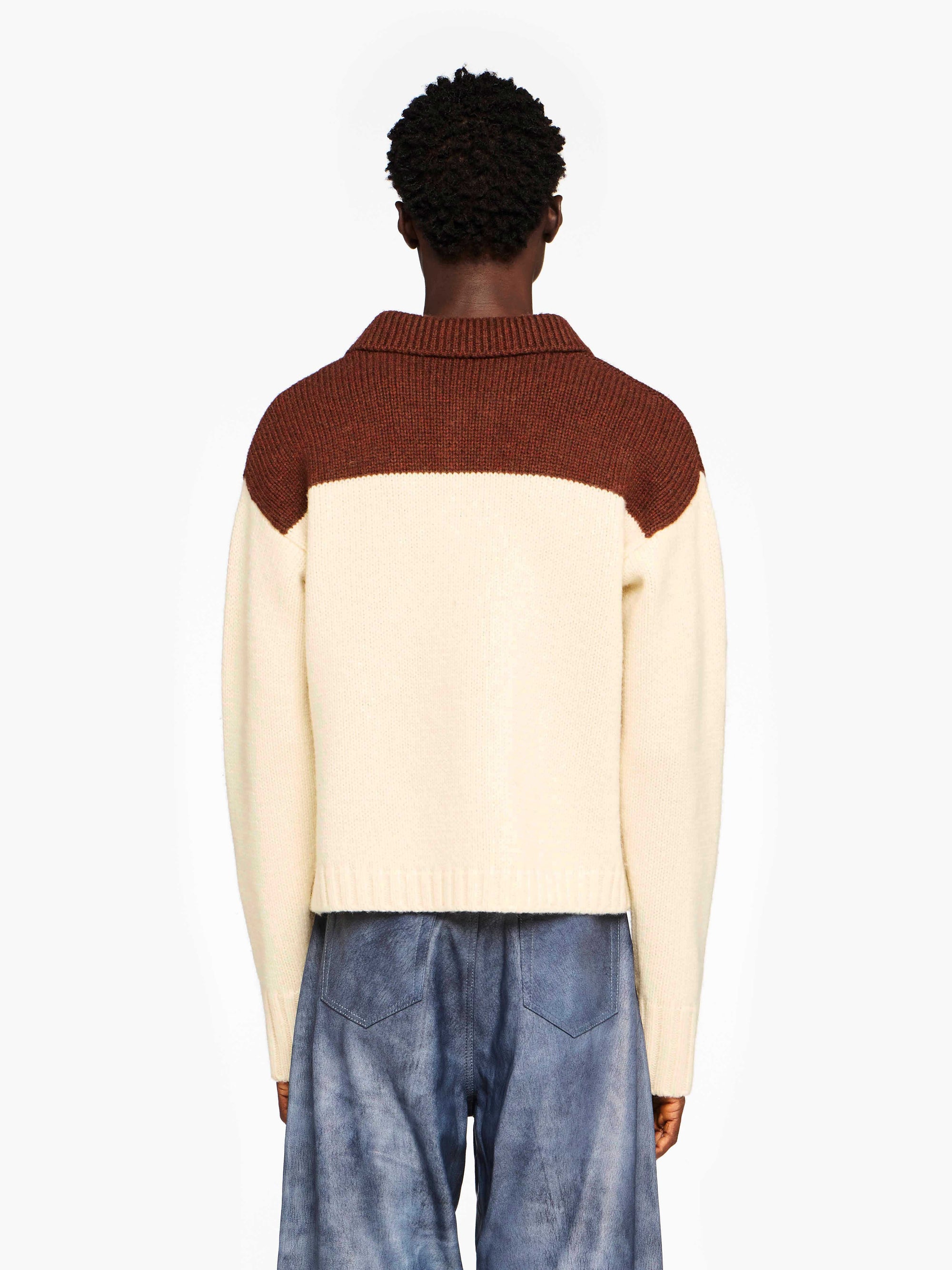 'HOUSE' INTARSIA POLO SWEATER