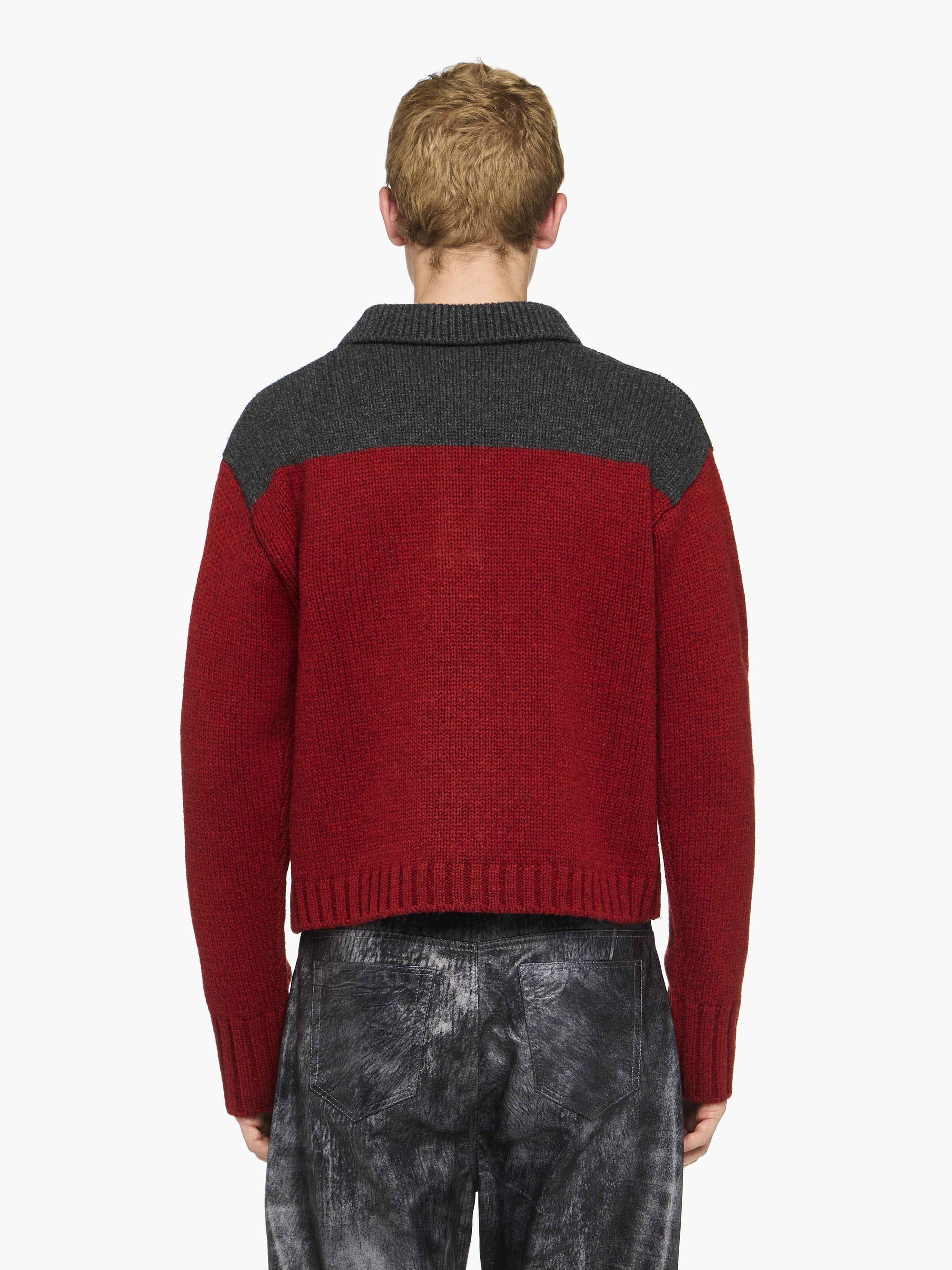 'HOUSE' INTARSIA POLO SWEATER