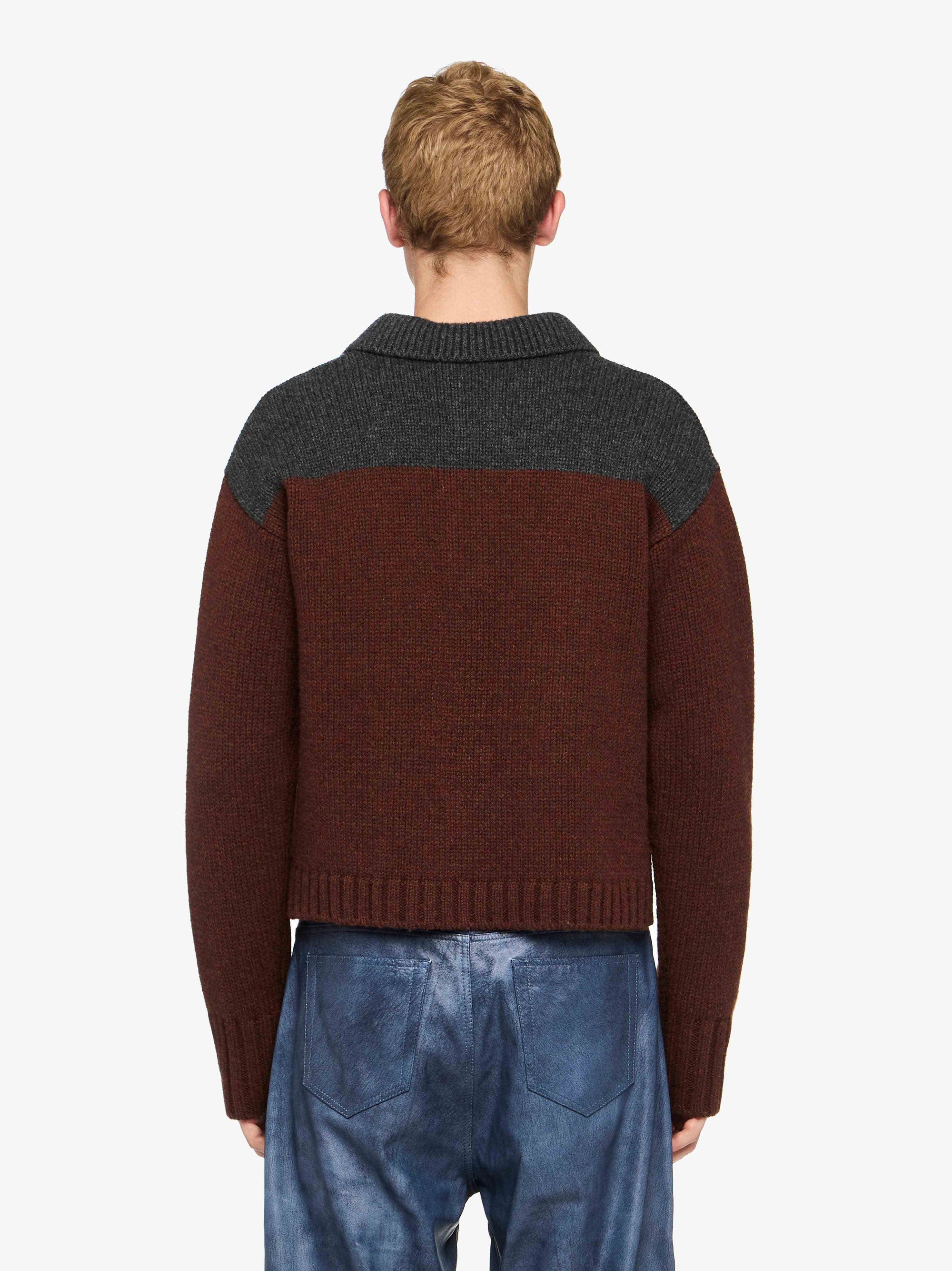 'HOUSE' INTARSIA POLO SWEATER