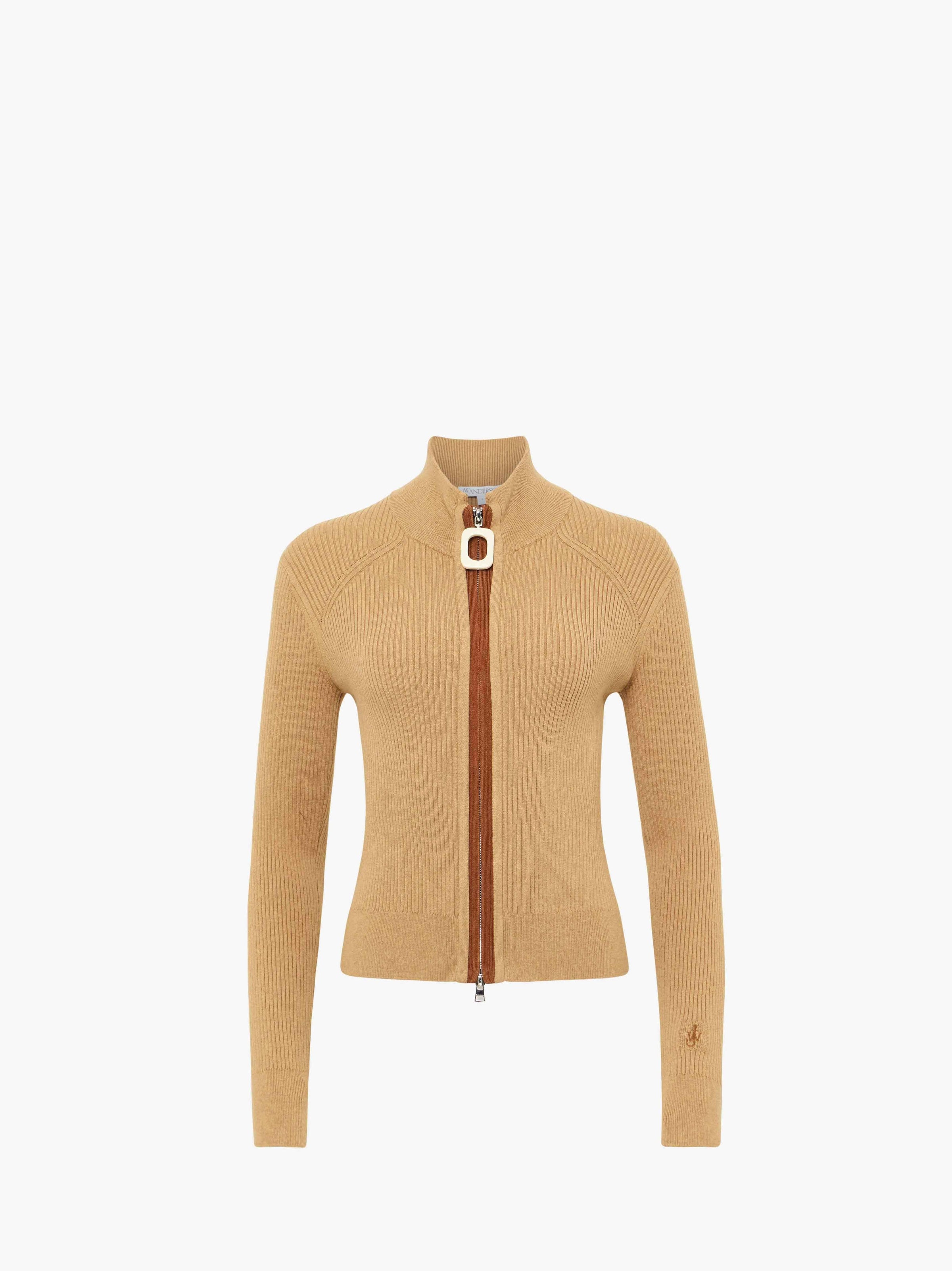 CL_FITTED ZIP UP CARDIGAN - BEIGE_KW1353YN0398