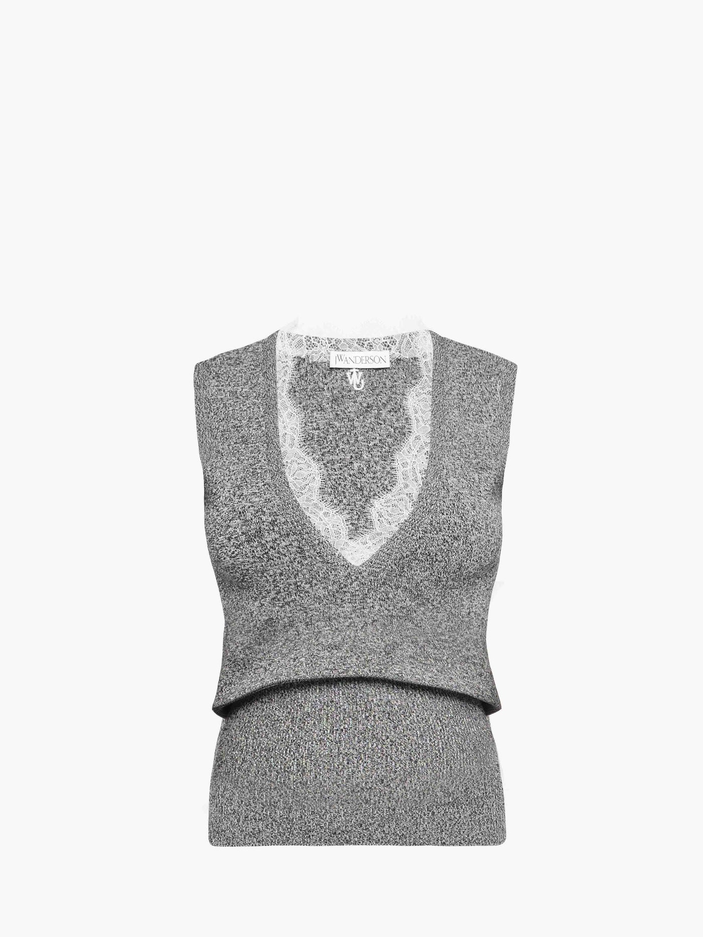 CL_LACE TRIM V NECK VEST - OYSTER_KW1357YN0324
