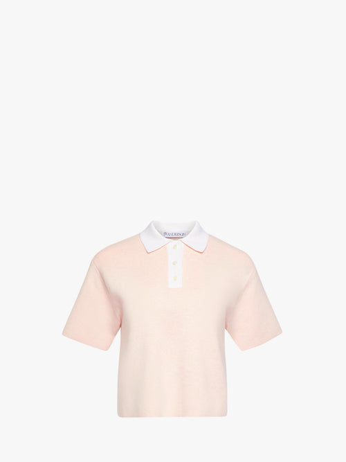 CROPPED KNITTED POLO TOP