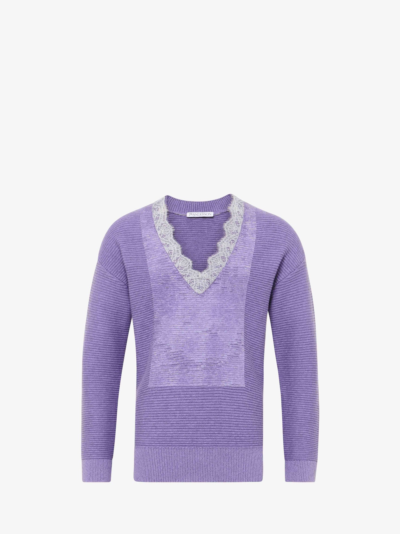 CL_LACE TRIM V NECK JUMPER - LAVENDER_KW1360YN0402