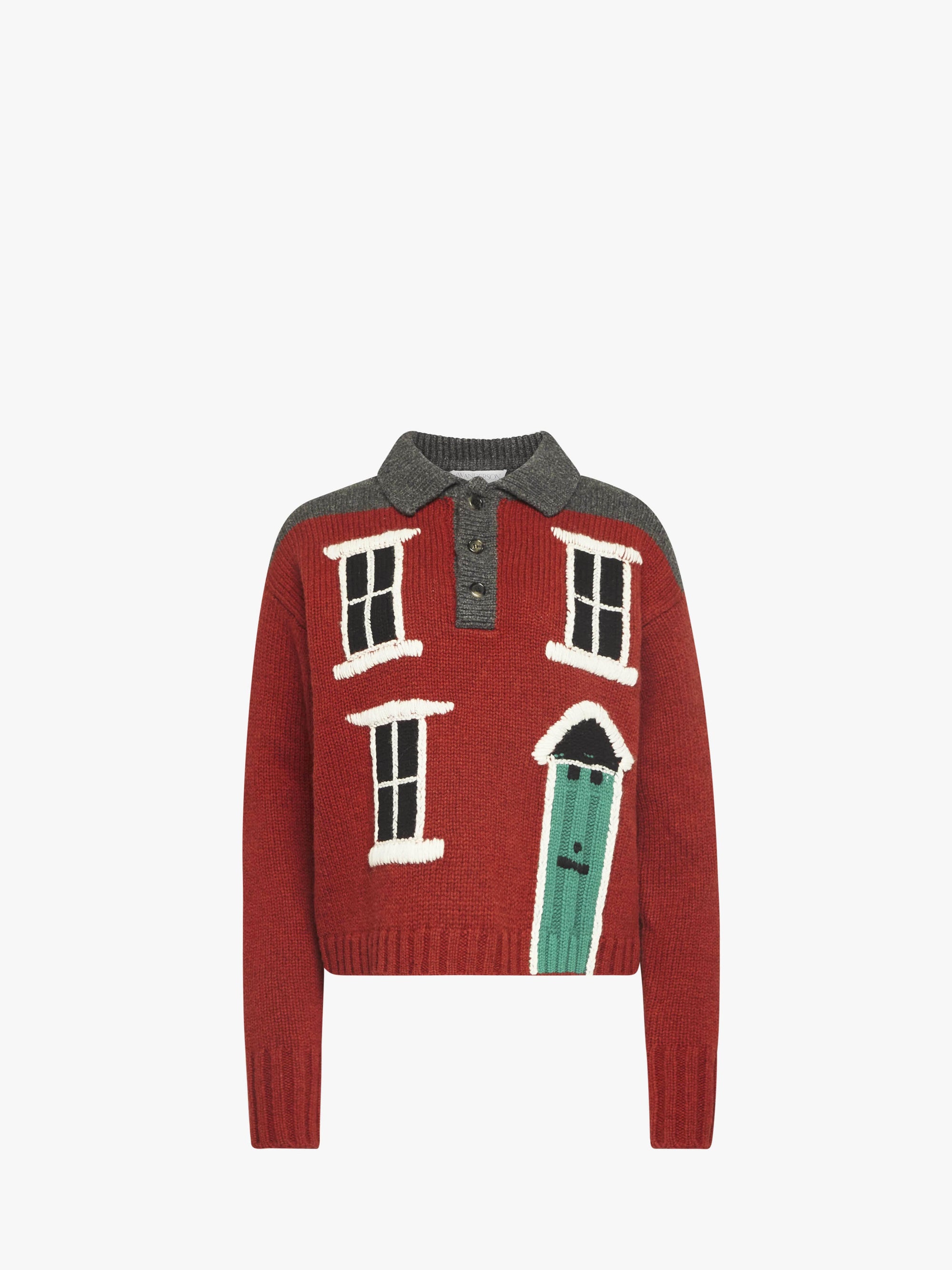 'HOUSE' INTARSIA POLO SWEATER