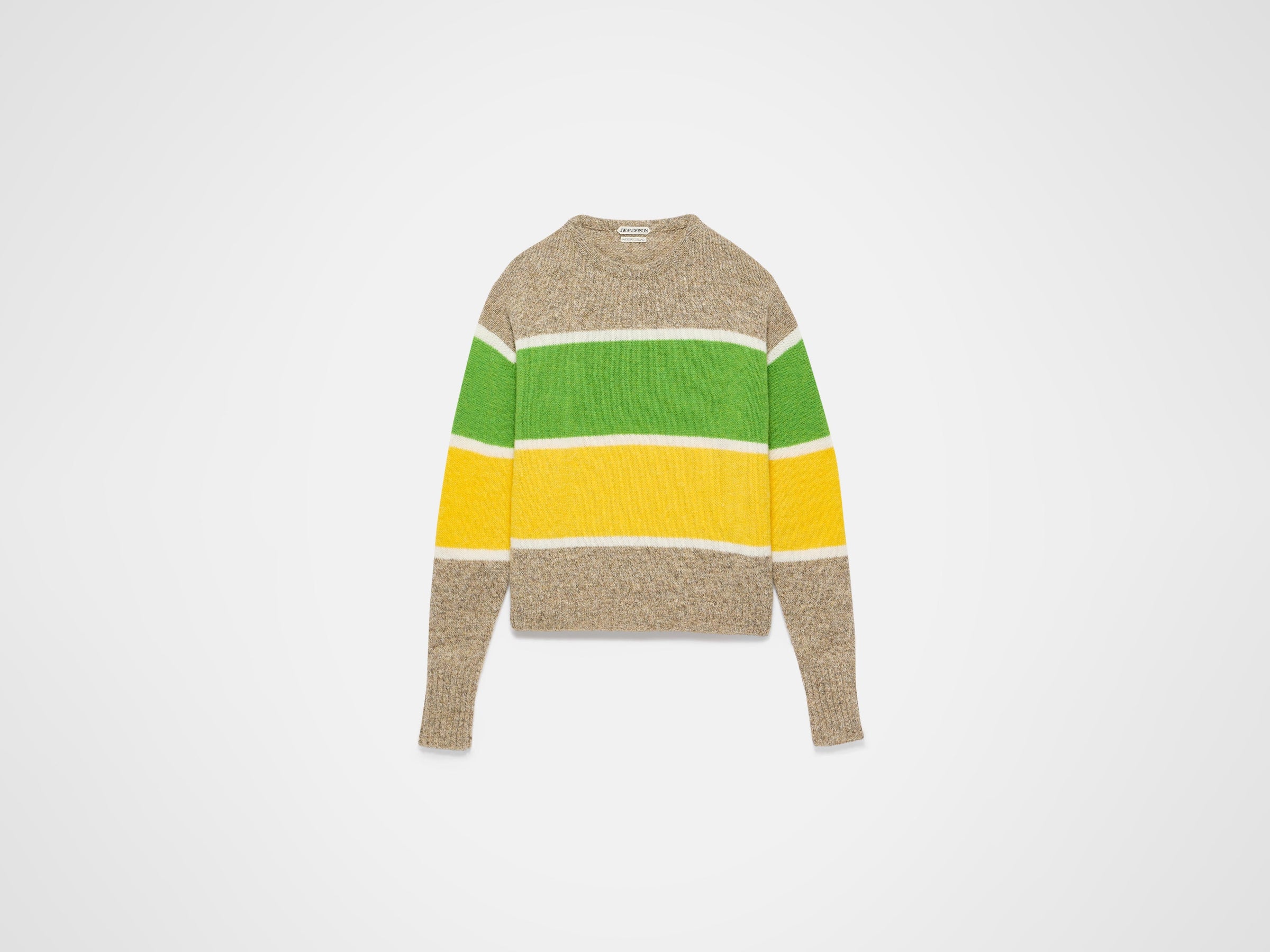 stripe crew neck jumper beige melange Product Front 8
