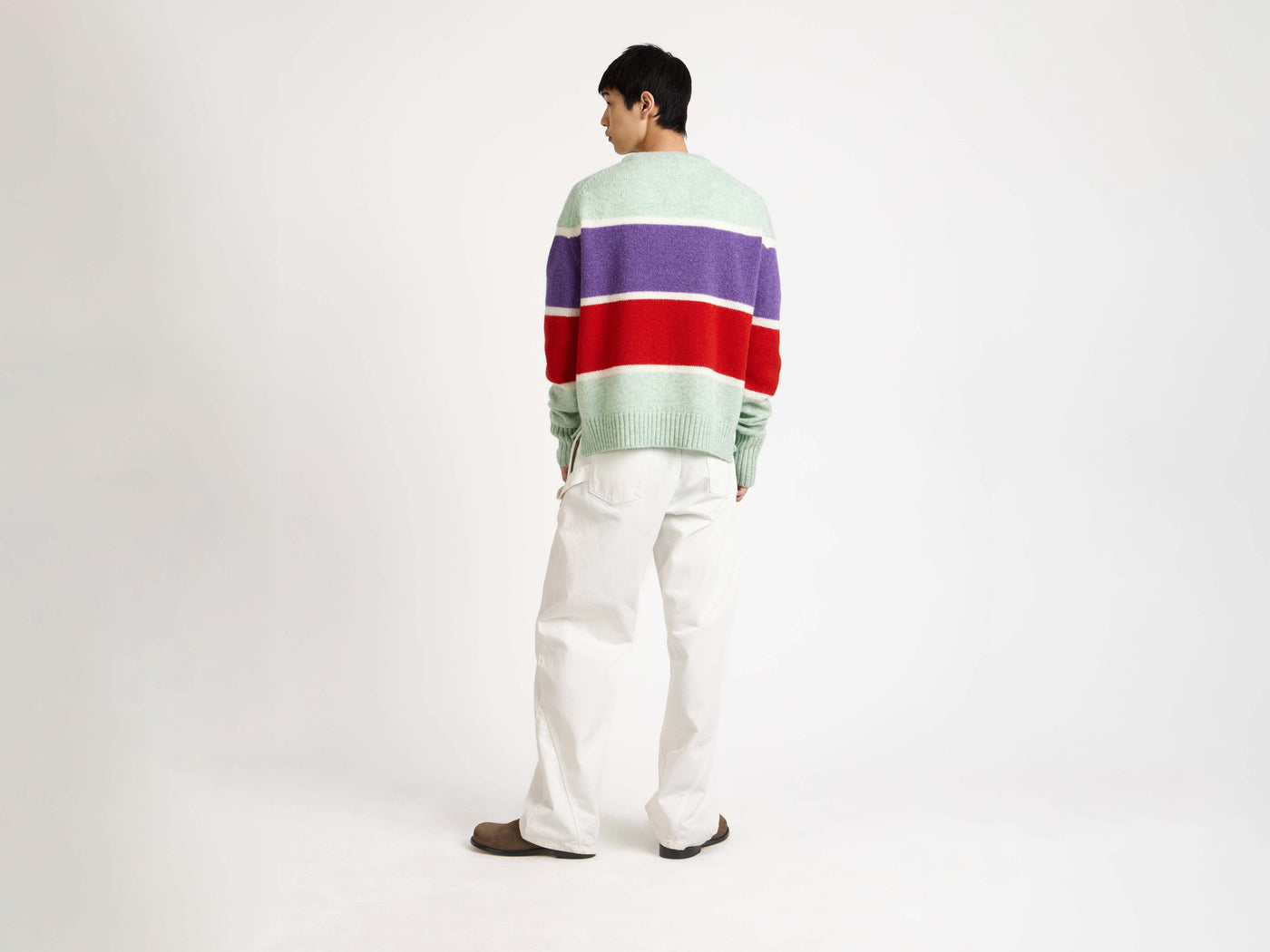 stripe crew neck jumper mint 1 Model Back 3