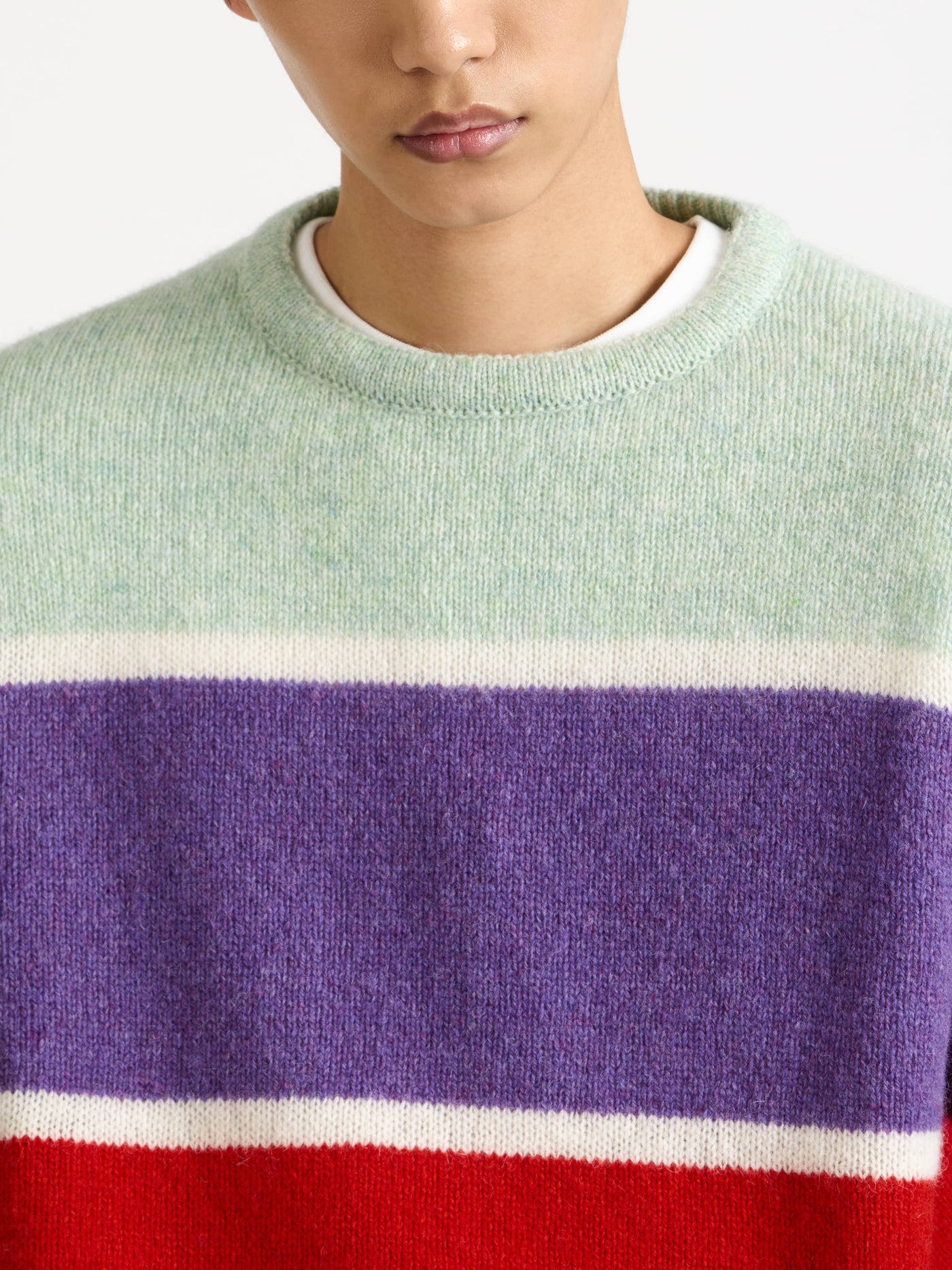 stripe crew neck jumper mint 1 Model Detail 6