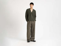 v neck cardigan hunter green Model Front 1