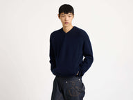 Men's V-Neck Cashmere Jumper in Navy