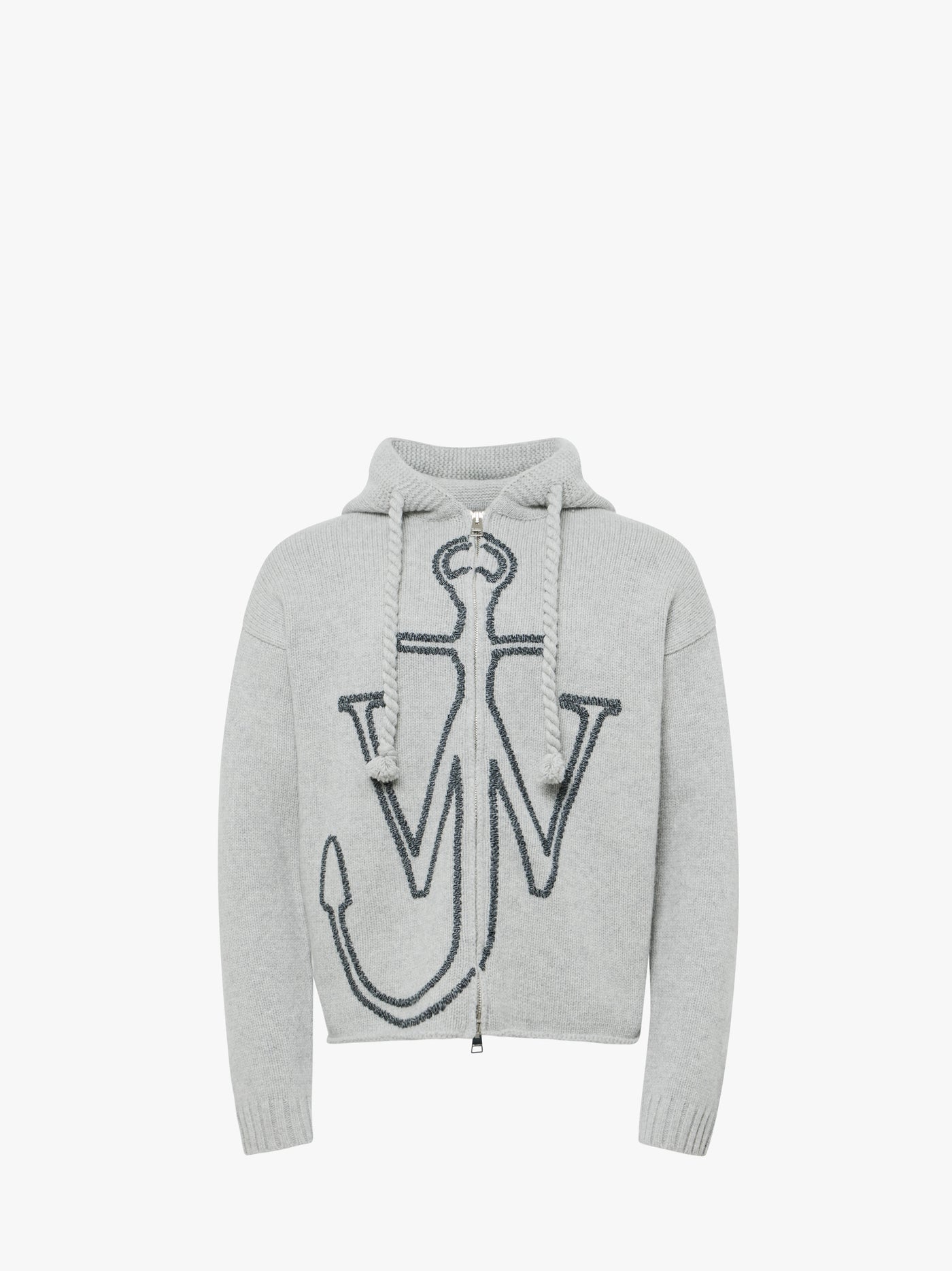 CL_ANCHOR EMBROIDERY ZIPPED HOODIE - LIGHT GREY MELANGE_KW1429YN0412