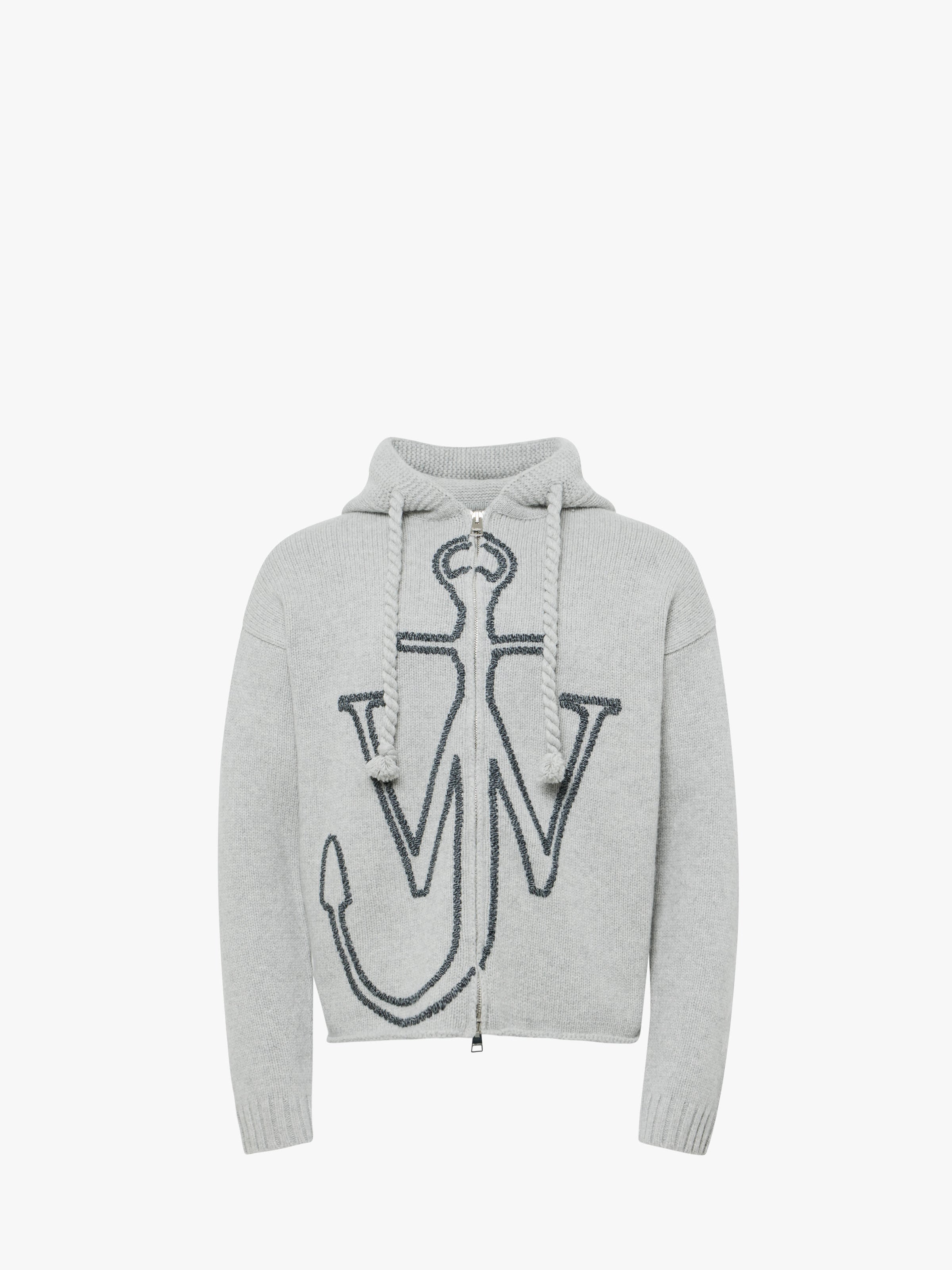 CL_ANCHOR EMBROIDERY ZIPPED HOODIE - LIGHT GREY MELANGE_KW1429YN0412