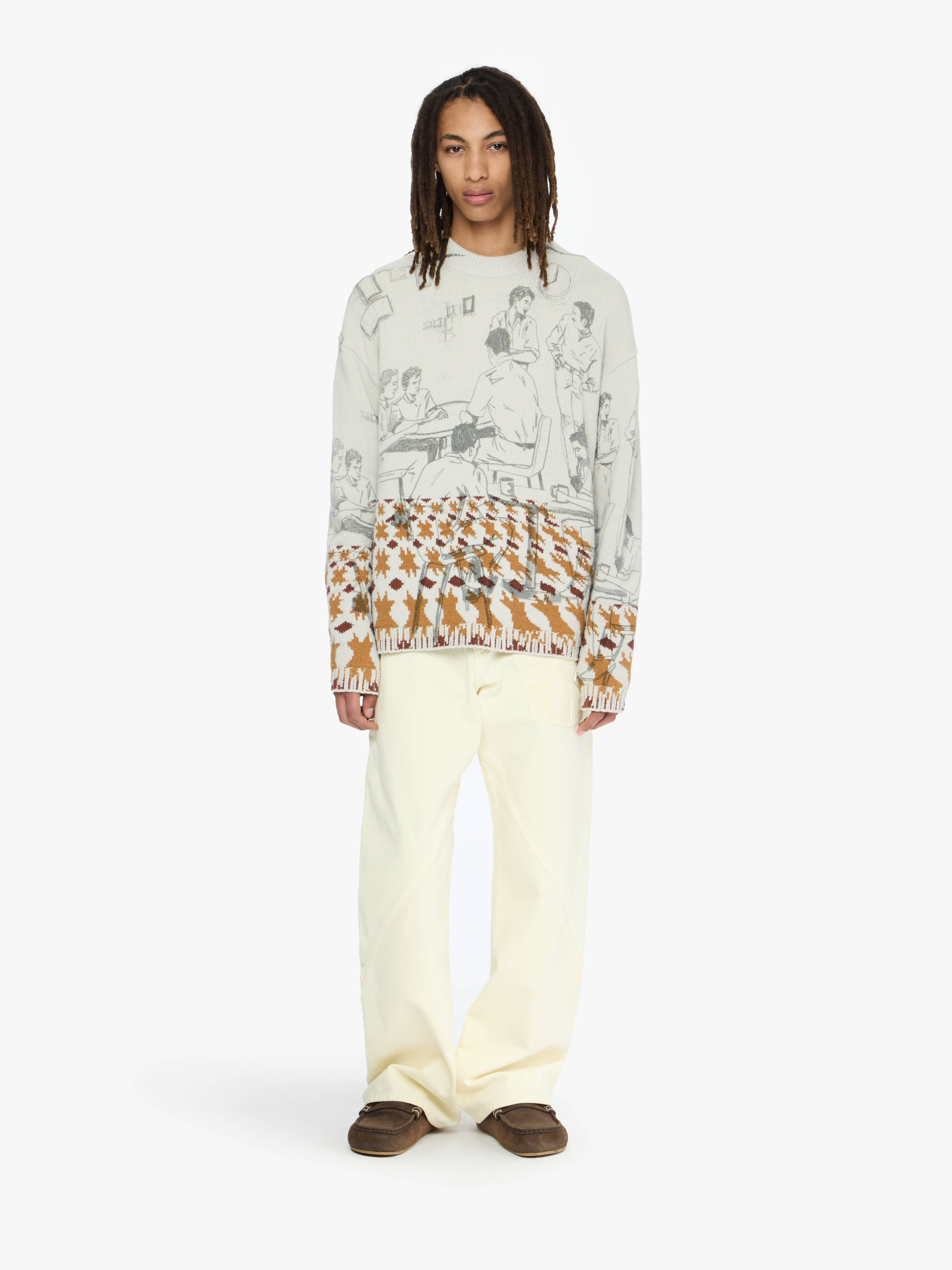 【送料&関税込】J.W. Anderson graphic Sweater JW Anderson Blue All-Over People Print Sweatshirt JW Anderson