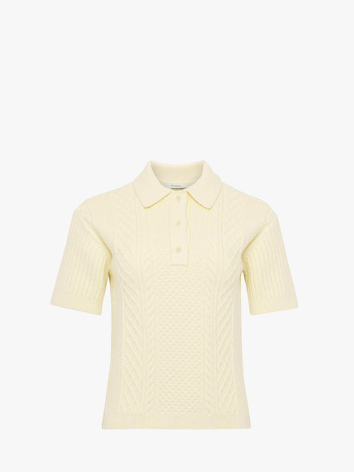 CROPPED CABLE KNIT POLO