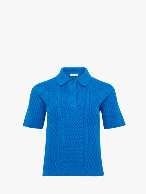 CROPPED CABLE KNIT POLO