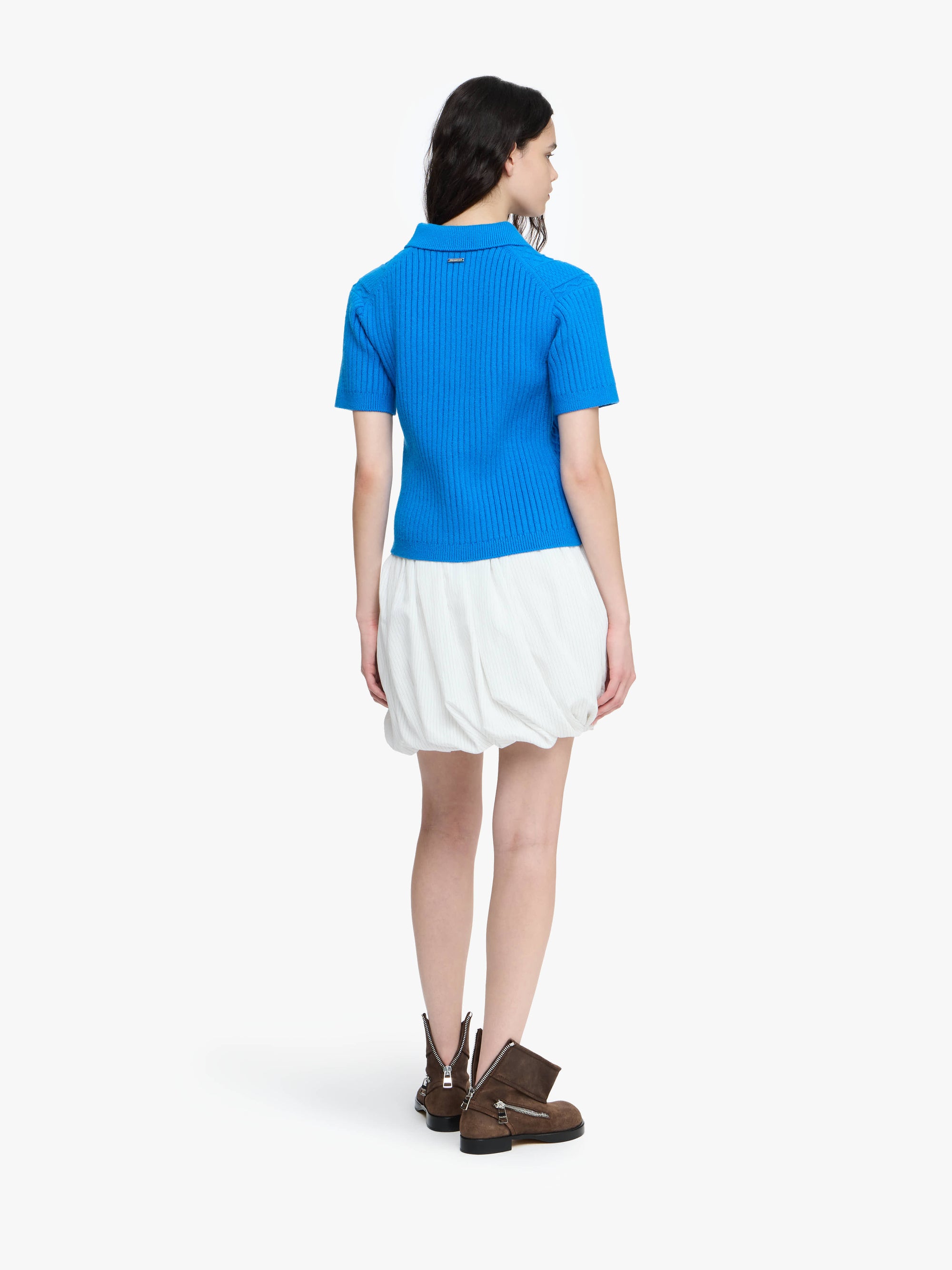 CROPPED CABLE KNIT POLO