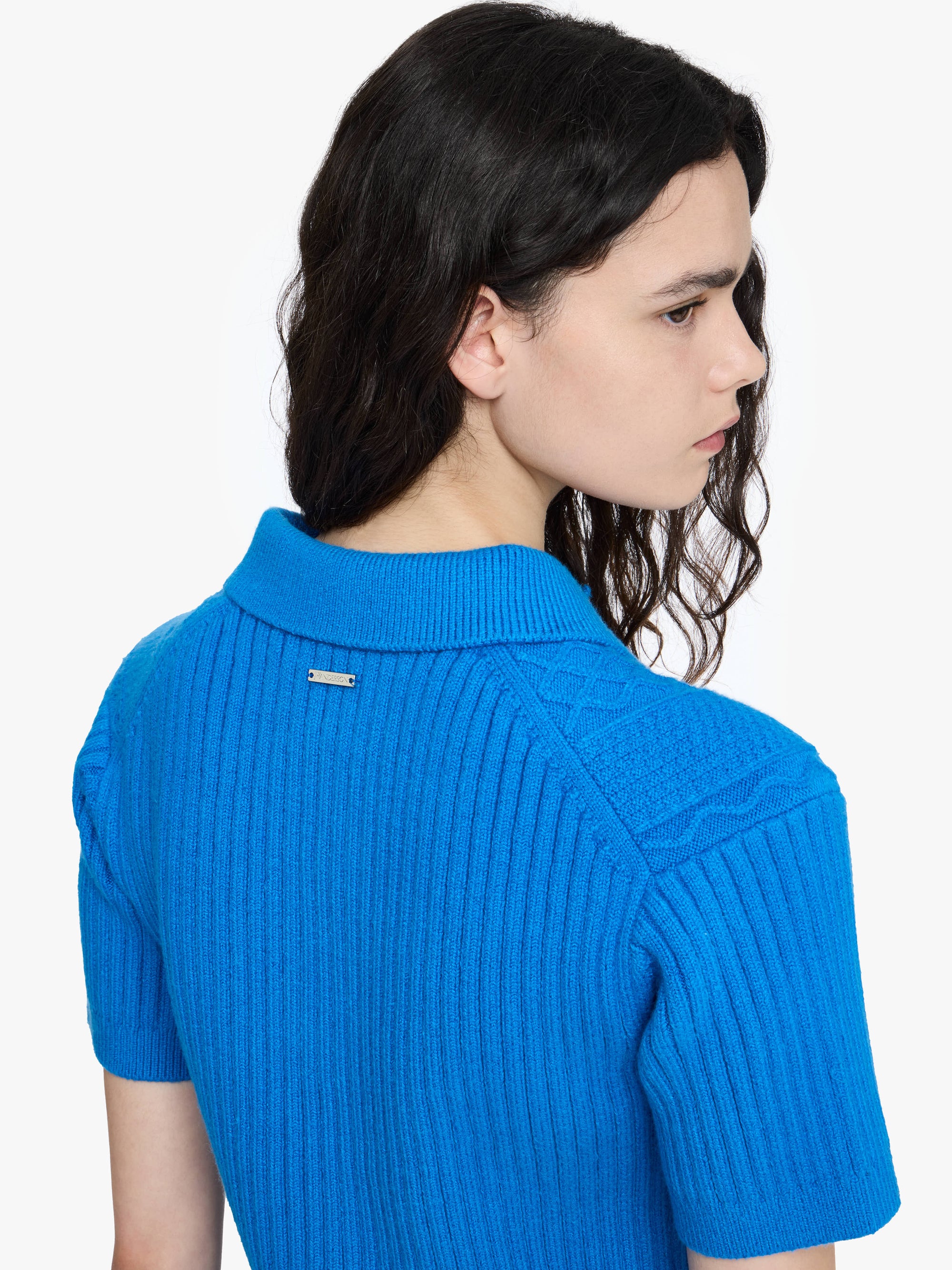 CROPPED CABLE KNIT POLO