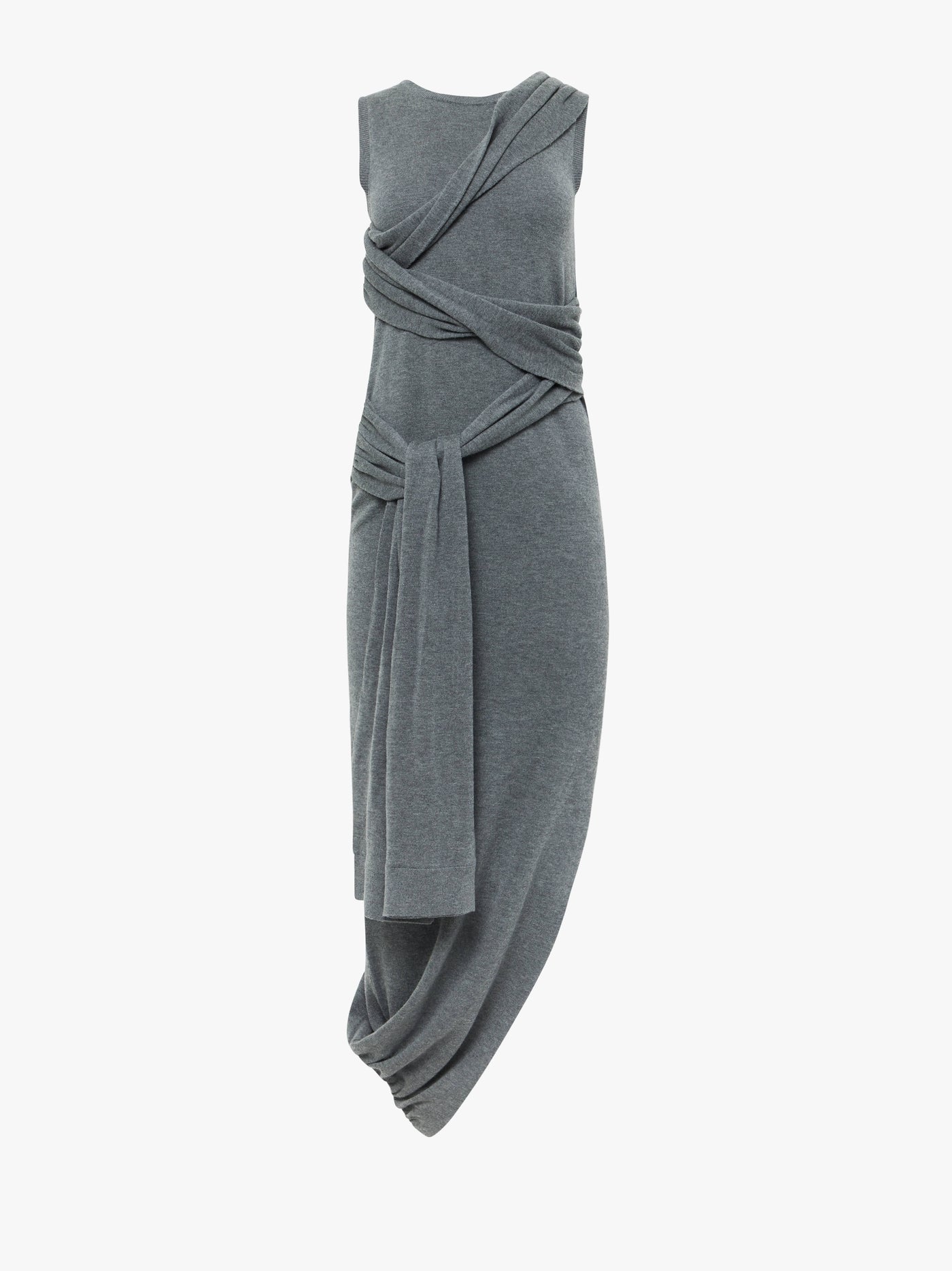 CL_TIE DETAIL SLEEVELESS DRESS - CHARCOAL MELANGE_KW1445YN0320