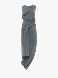 CL_TIE DETAIL SLEEVELESS DRESS - CHARCOAL MELANGE_KW1445YN0320