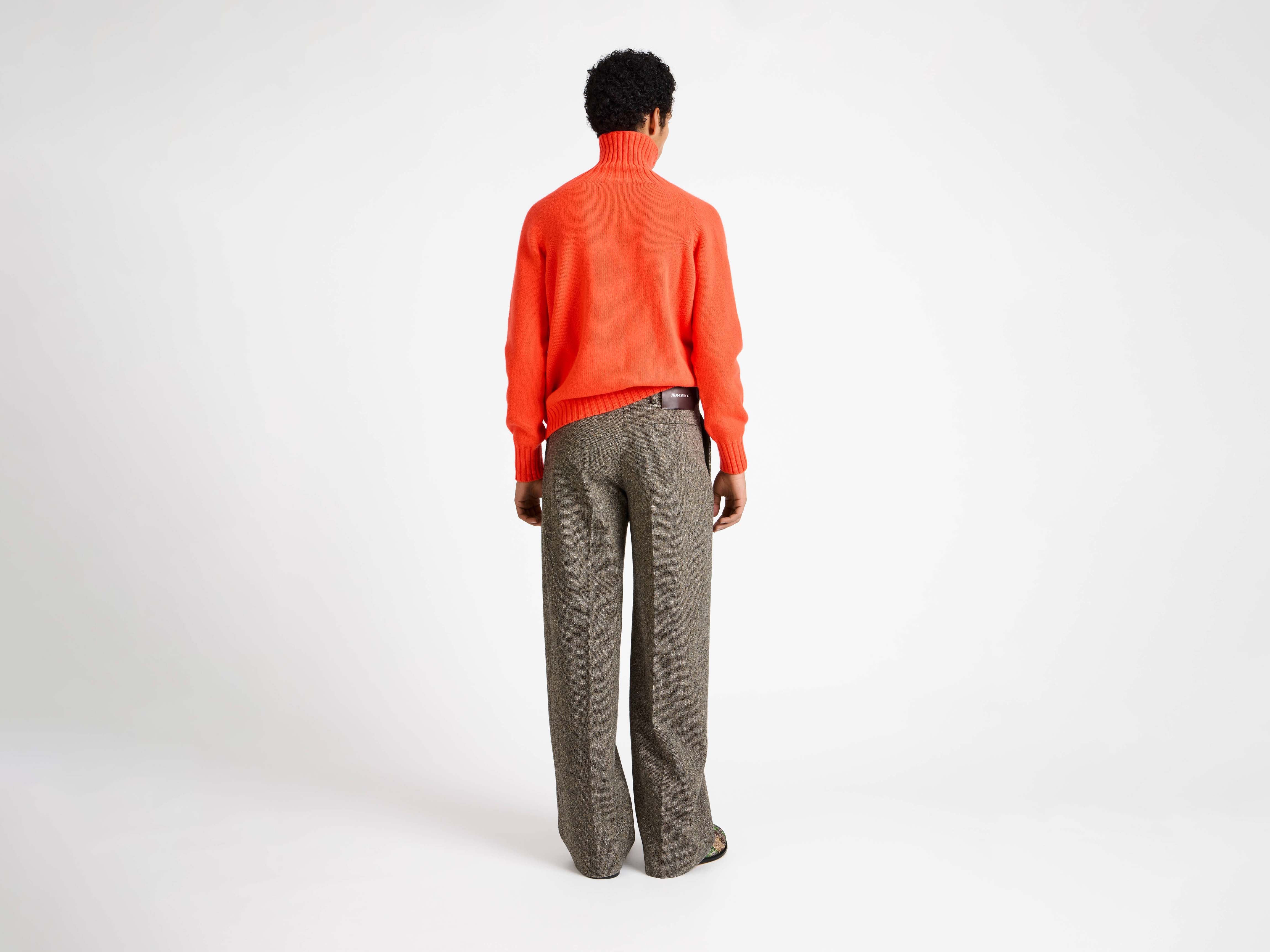 MENS TURTLENECK JUMPER IN NEON ORANGE in NEON ORANGE