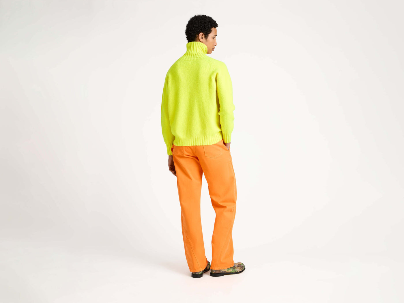 turtle neck jumper neon yellow Model Back 7