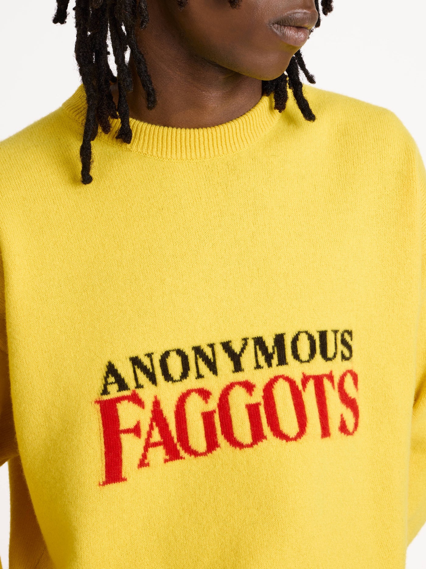 anonymous faggots jumper bright yellow 1 Model Front 8