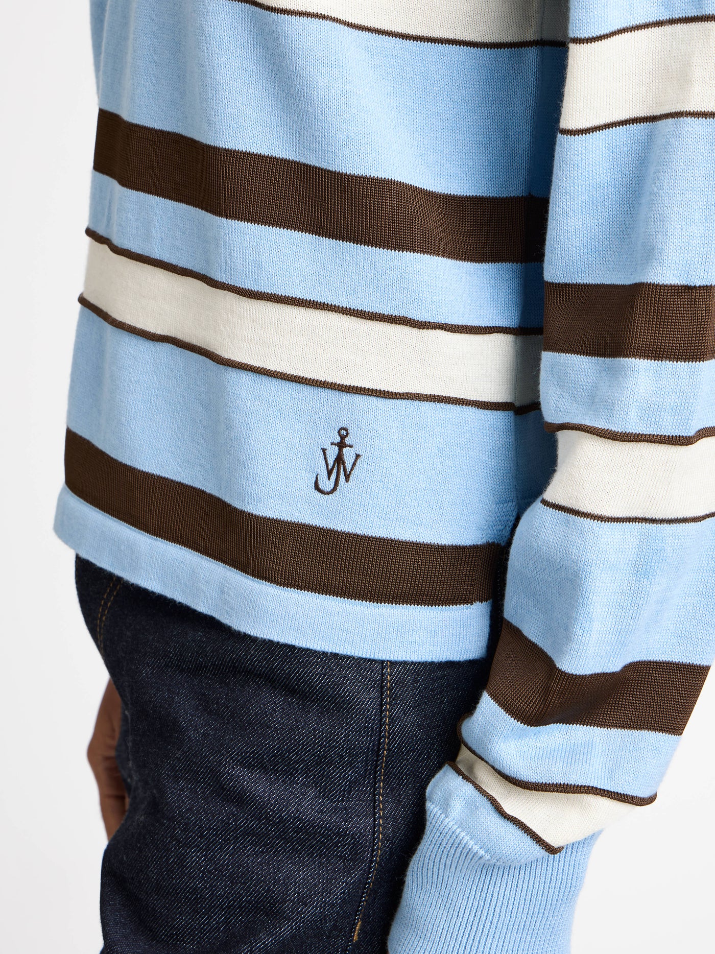 knitted rugby polo misty blue 1 Model Front 6
