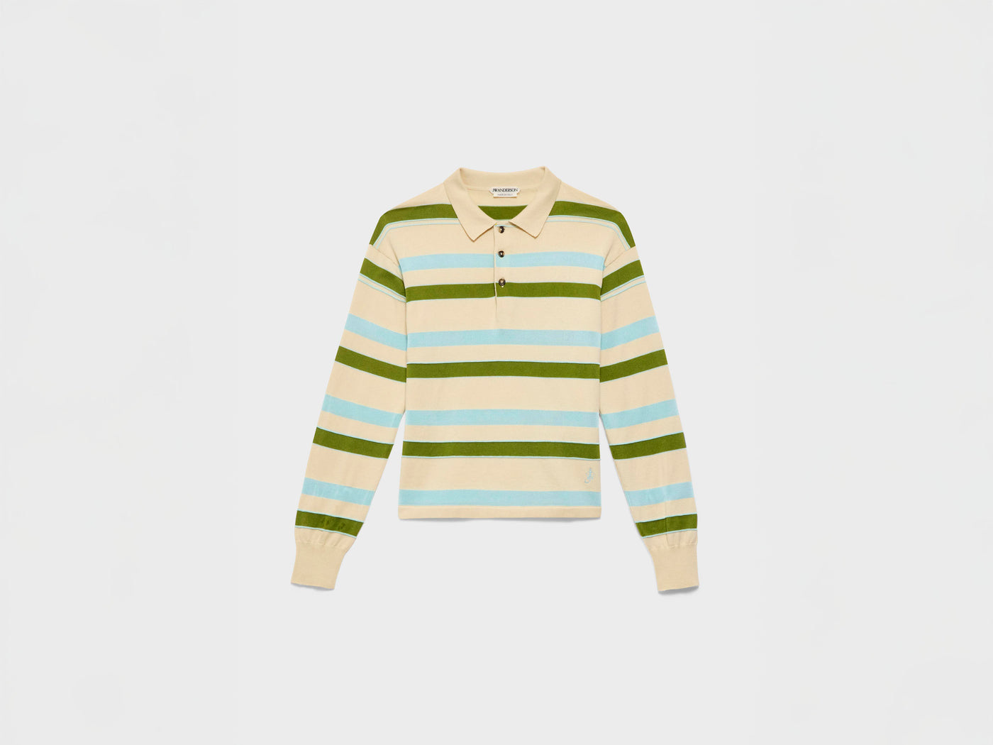 WOMENS KNITTED STRIPED RUGBY POLO TOP IN IVORY